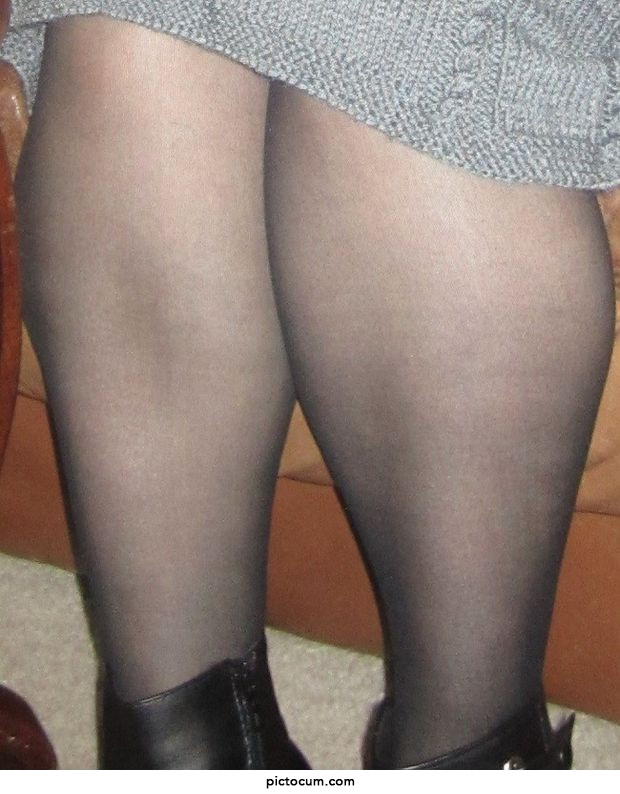 Beautiful legs with black nylon stockings to sexy wife