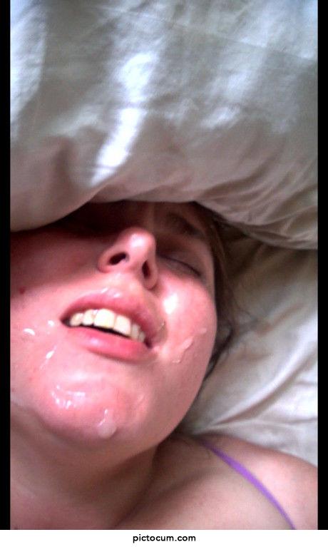 Getting fucked with cum on her face!!
