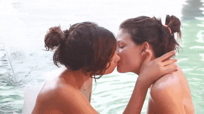 Twins lesbian kiss