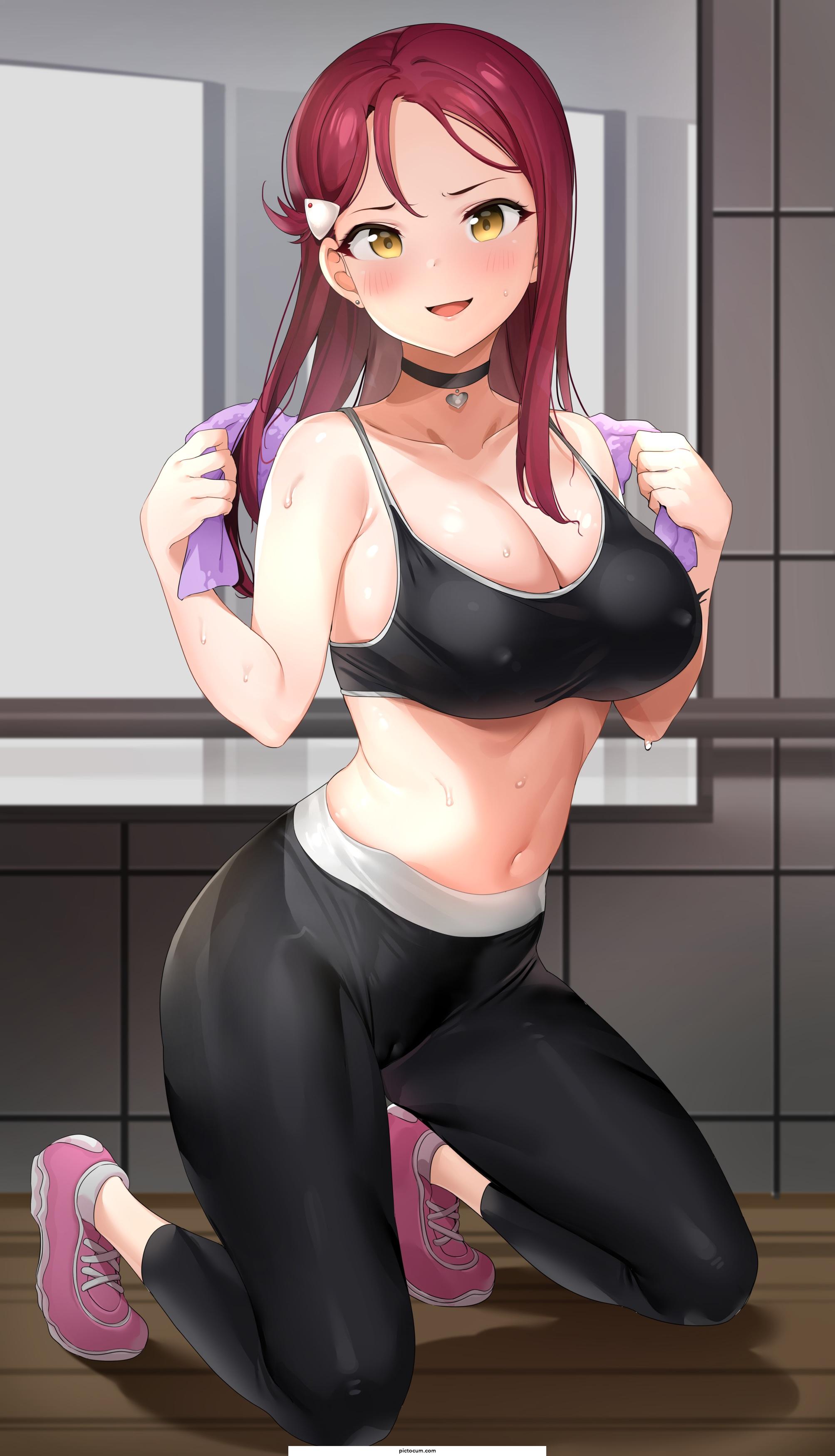Enjoying gym with Riko