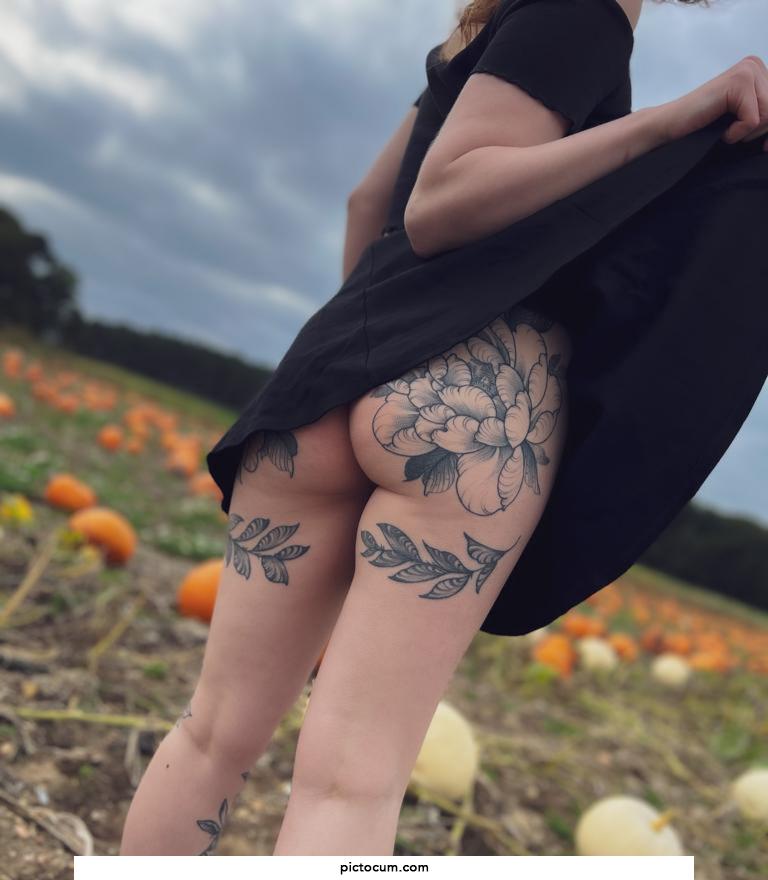 Showing off at the pumpkin patch