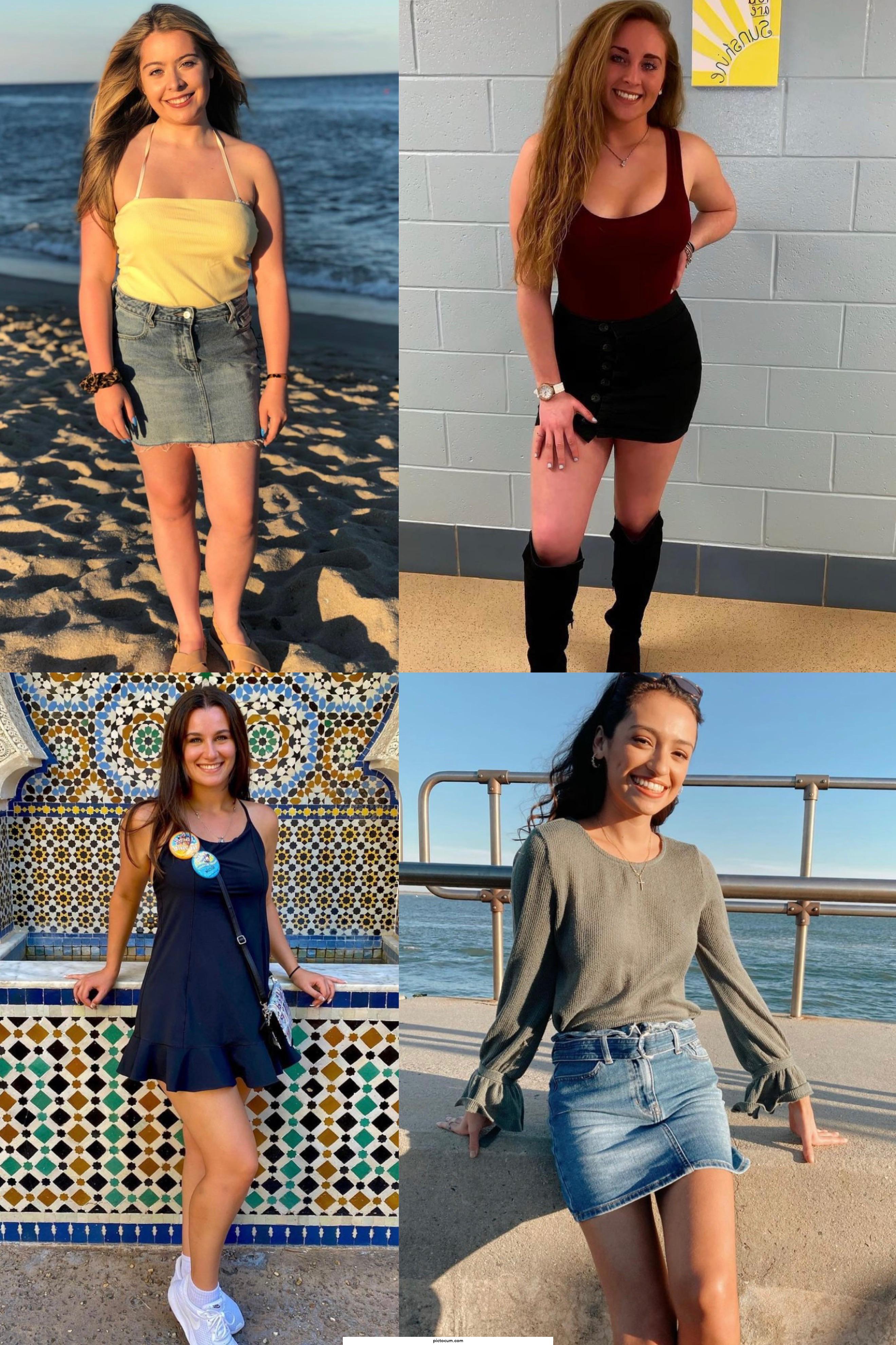 Which of these four skirt wearing babes is hottest?