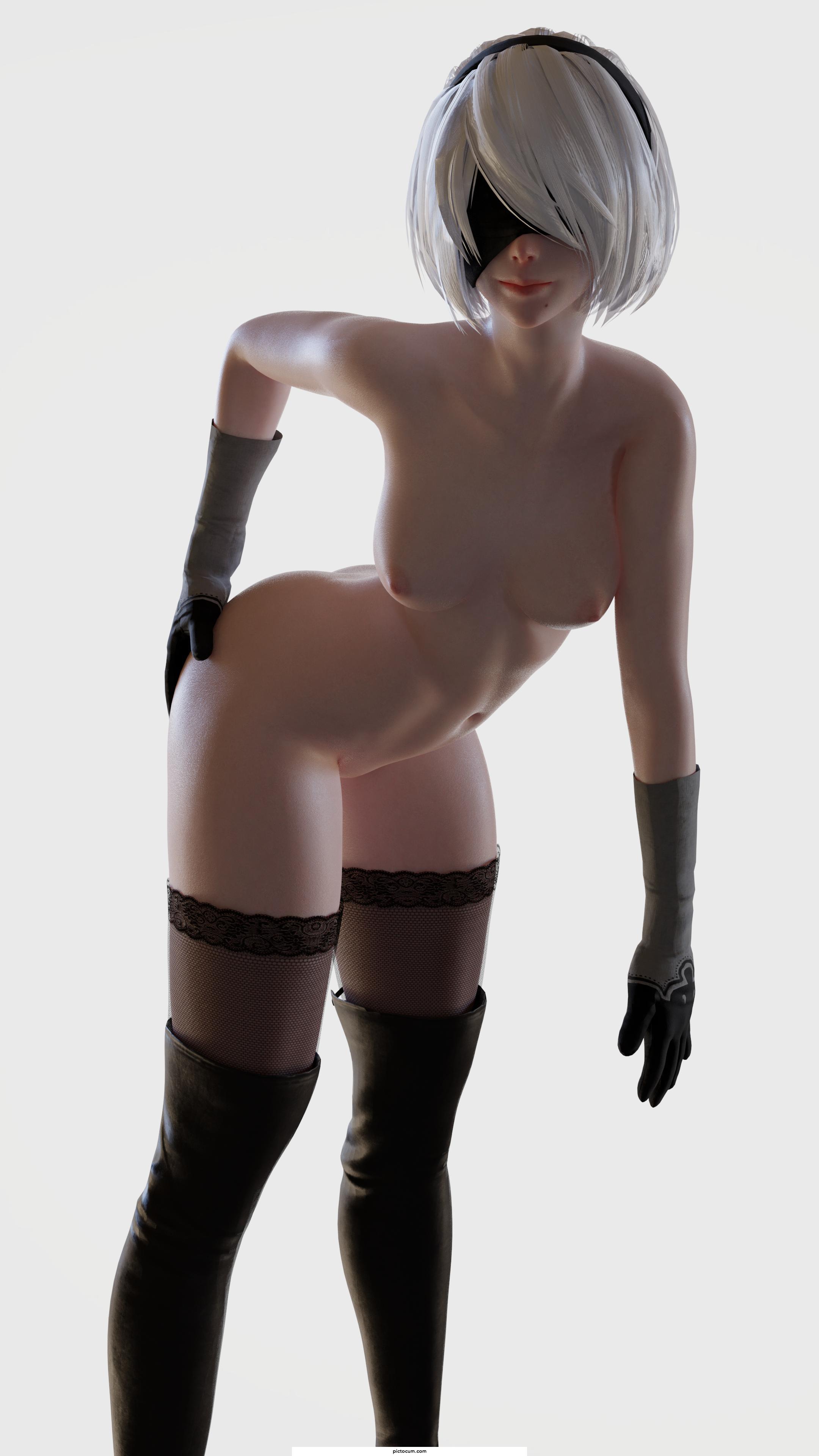 2B showing off her body