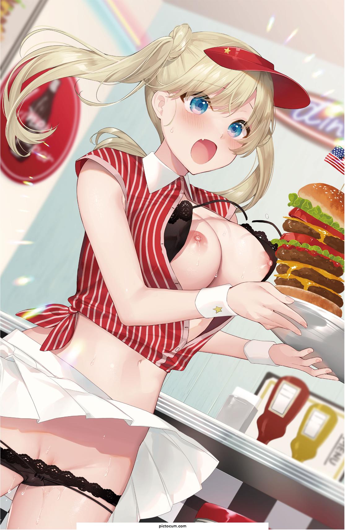 Cute fast food employee