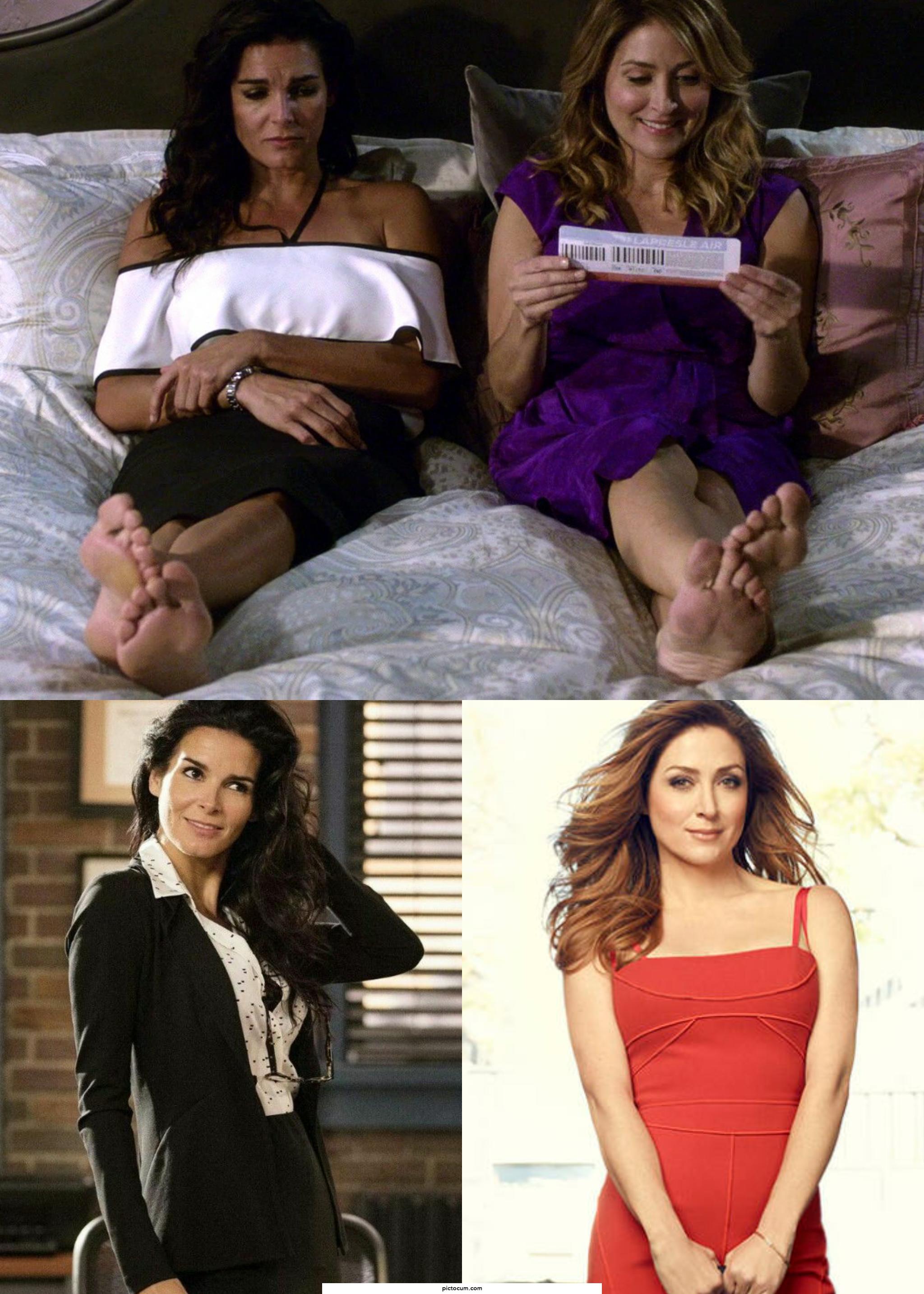 I want to spend hours worshipping Angie Harmon &amp; Sasha Alexander's feet then have an all night threesome