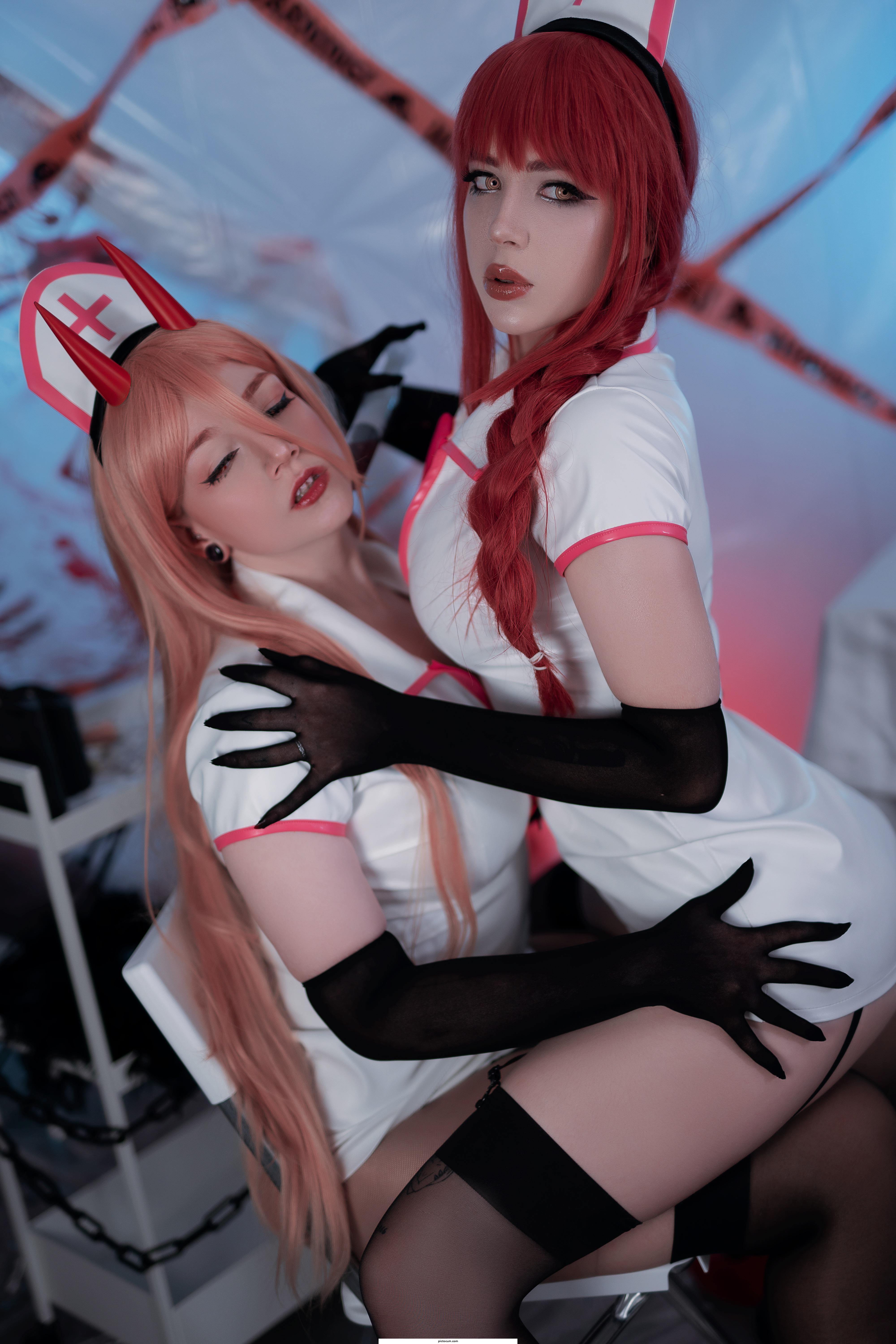 Hi ! Wanted to share with you our Makima and power Nurse cosplay ! Makima cosplay by Xly_luu Power cosplay by Cookiiemii