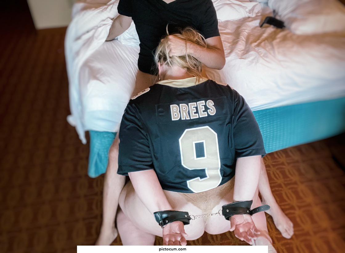 Lost a bet, ended up handcuffed with a dick in my mouth