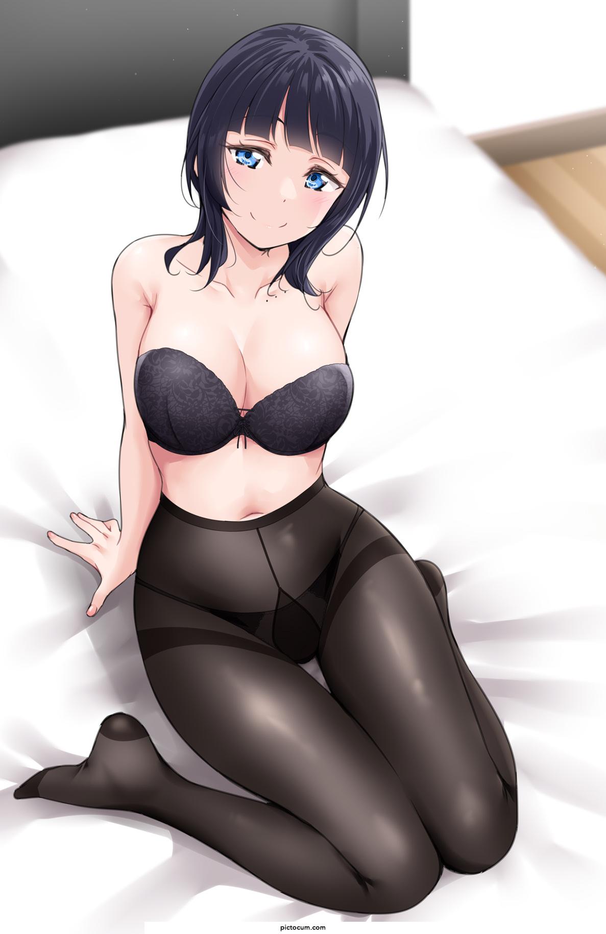 Karin looking cute on the bed