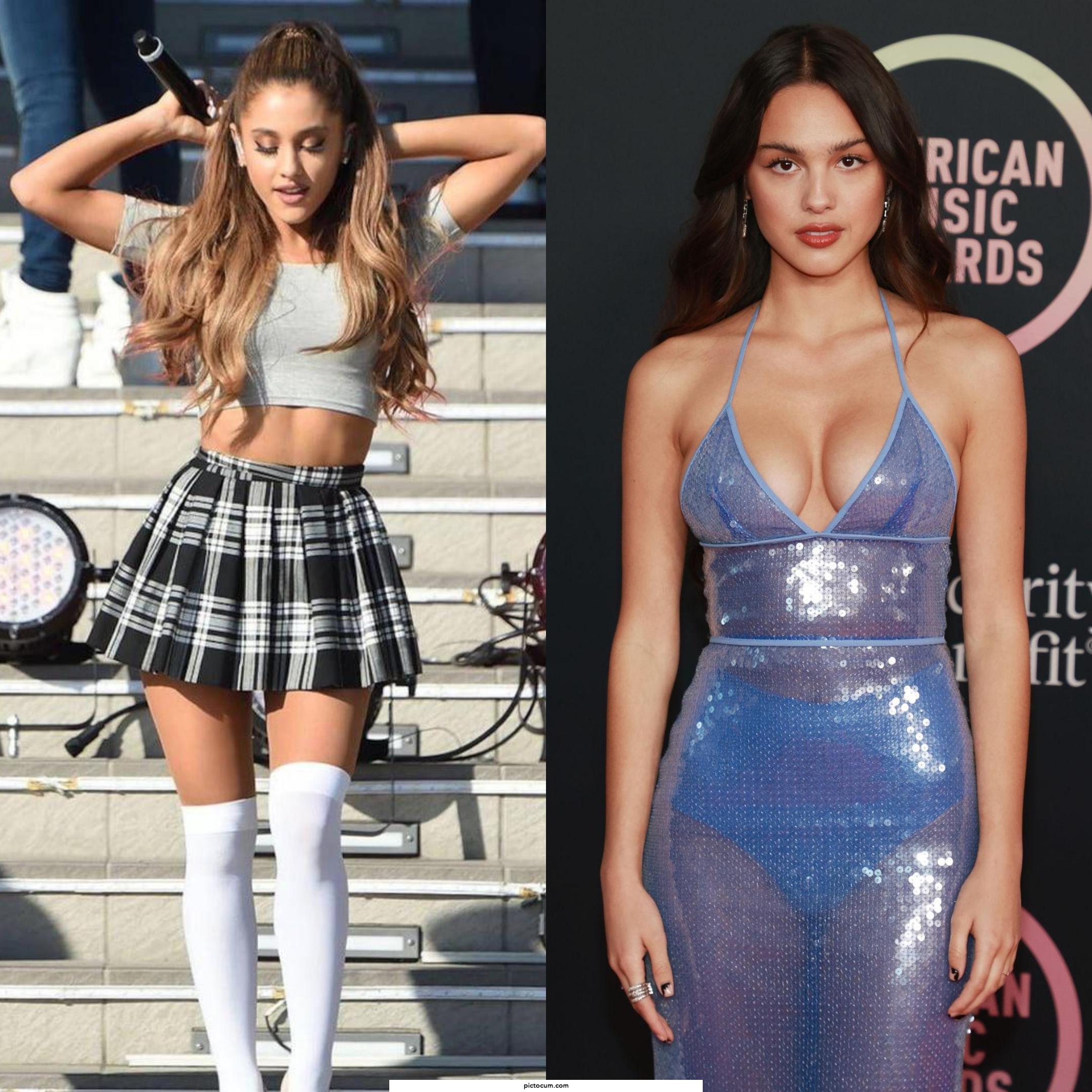 Now an even harder one.. Would you pound Ariana Grande until she can't walk or gangbang Olivia Rodrigo? 👀