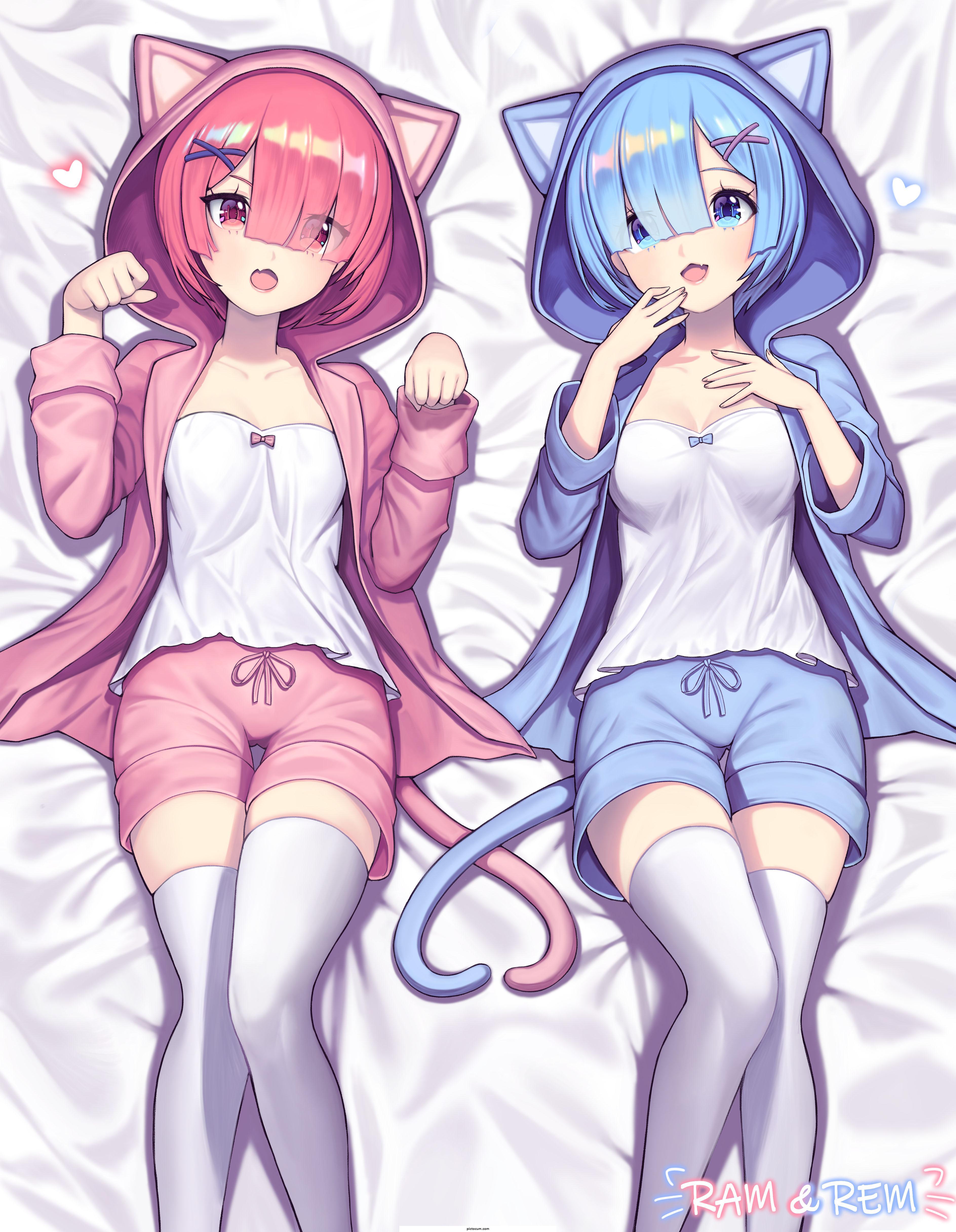 Rem and Ram lying in bed