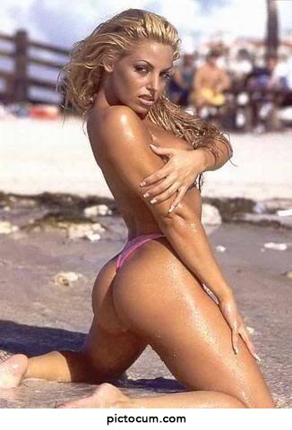 Trish Stratus on the beach in 1998