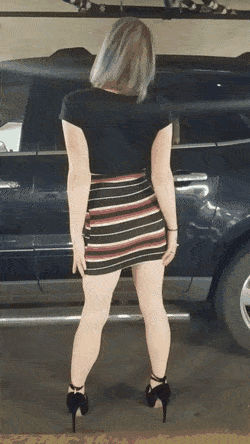 beautiful pussy displayed by skirt lift