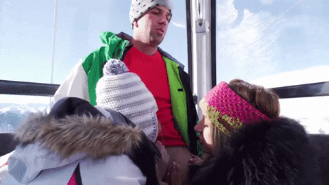 Lucky guy gets double blowjob on ski gondola