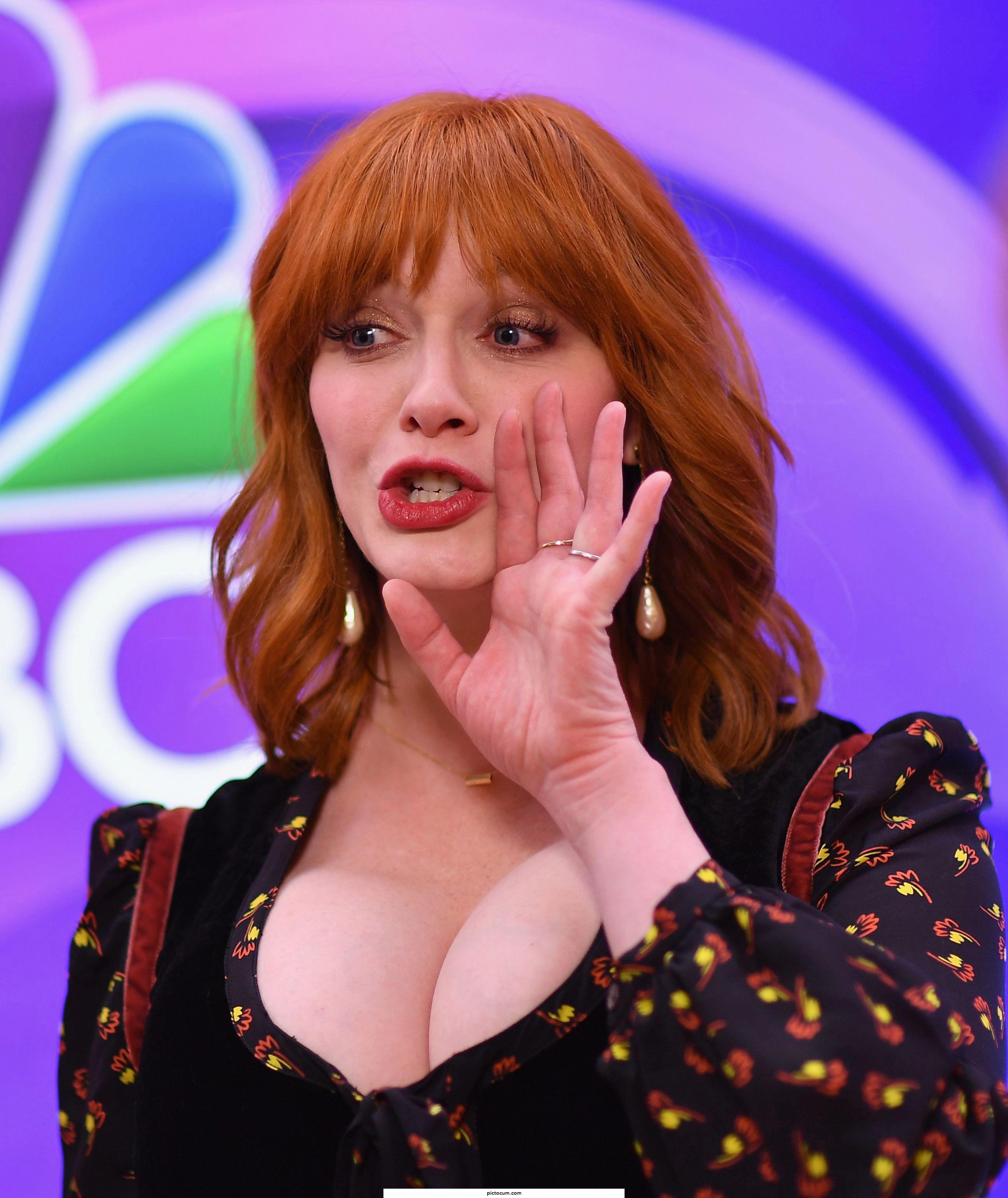 Want Christina Hendricks to bent over a chair, so that her meatbags sway rapidly as I ram her from behind roughly.