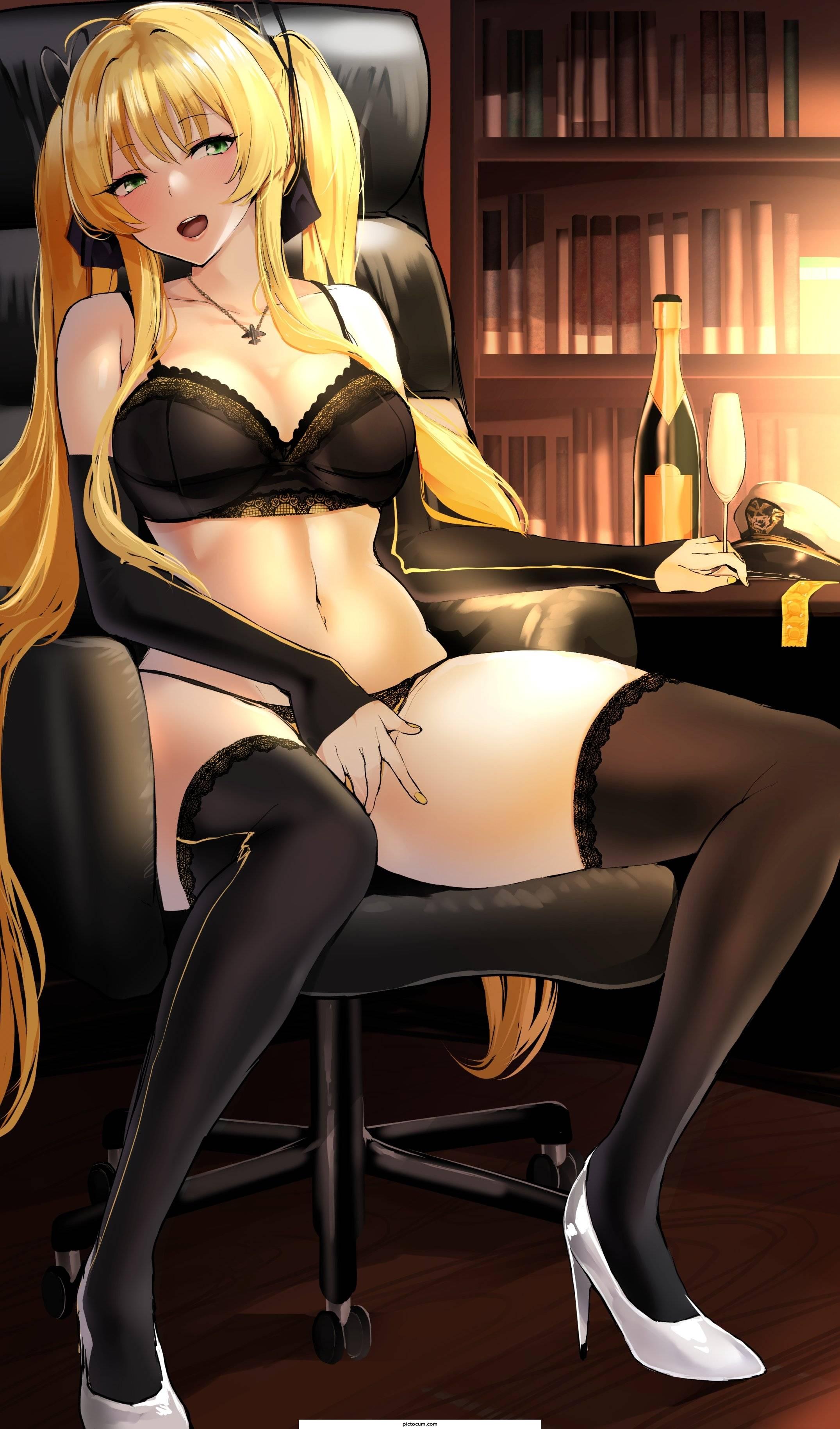 Hornet having some Champagne in the Office
