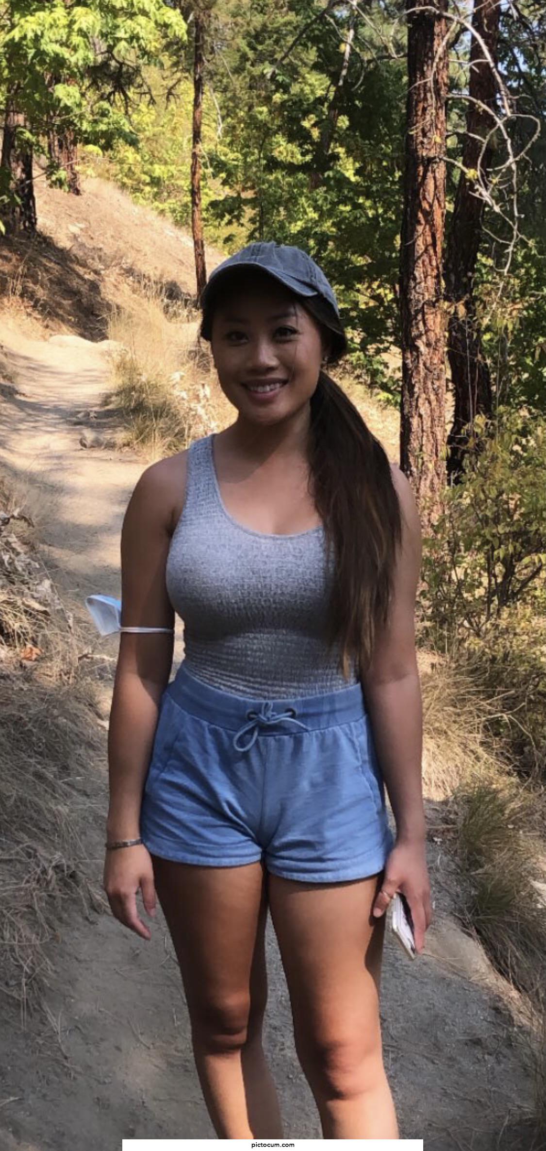Busty hiker