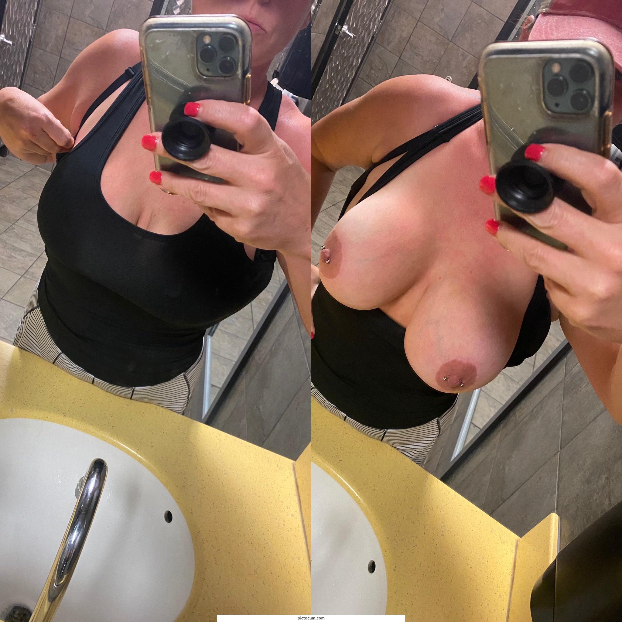 Quick on/off from the restaurant bathroom.