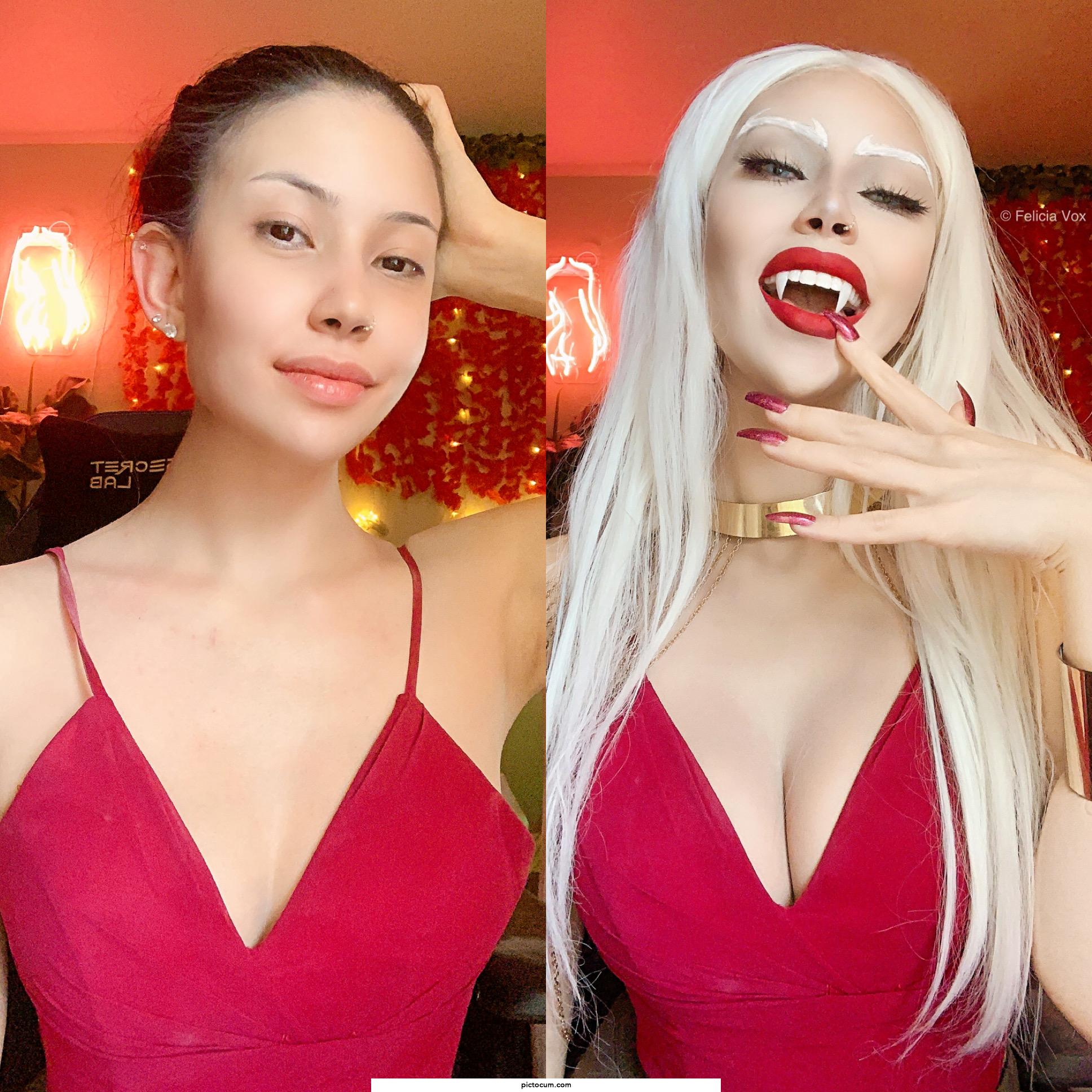 Carmilla from Castlevania closet cosplay transformation by Felicia Vox