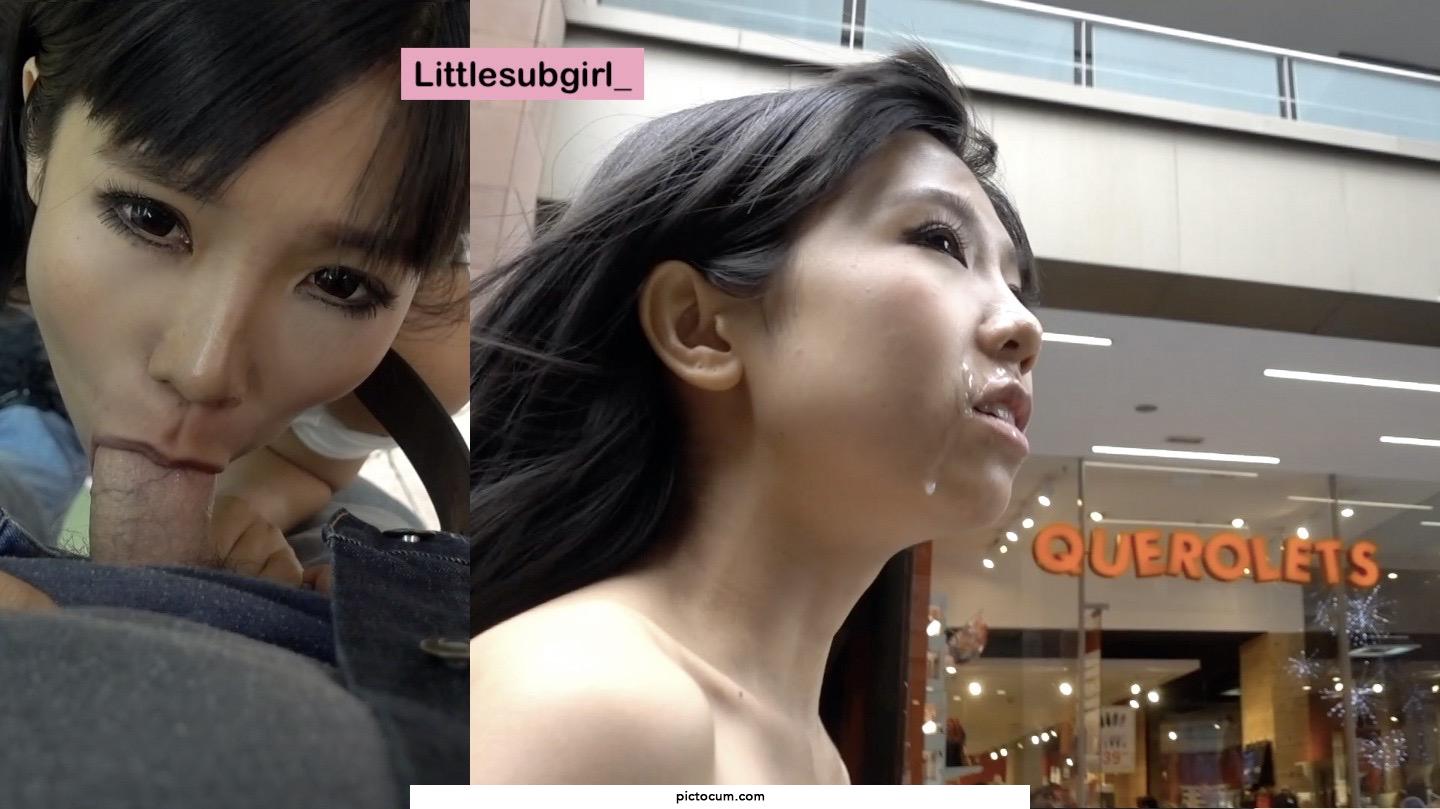 Public blowjob and walk with cum on my face ;) [OC]