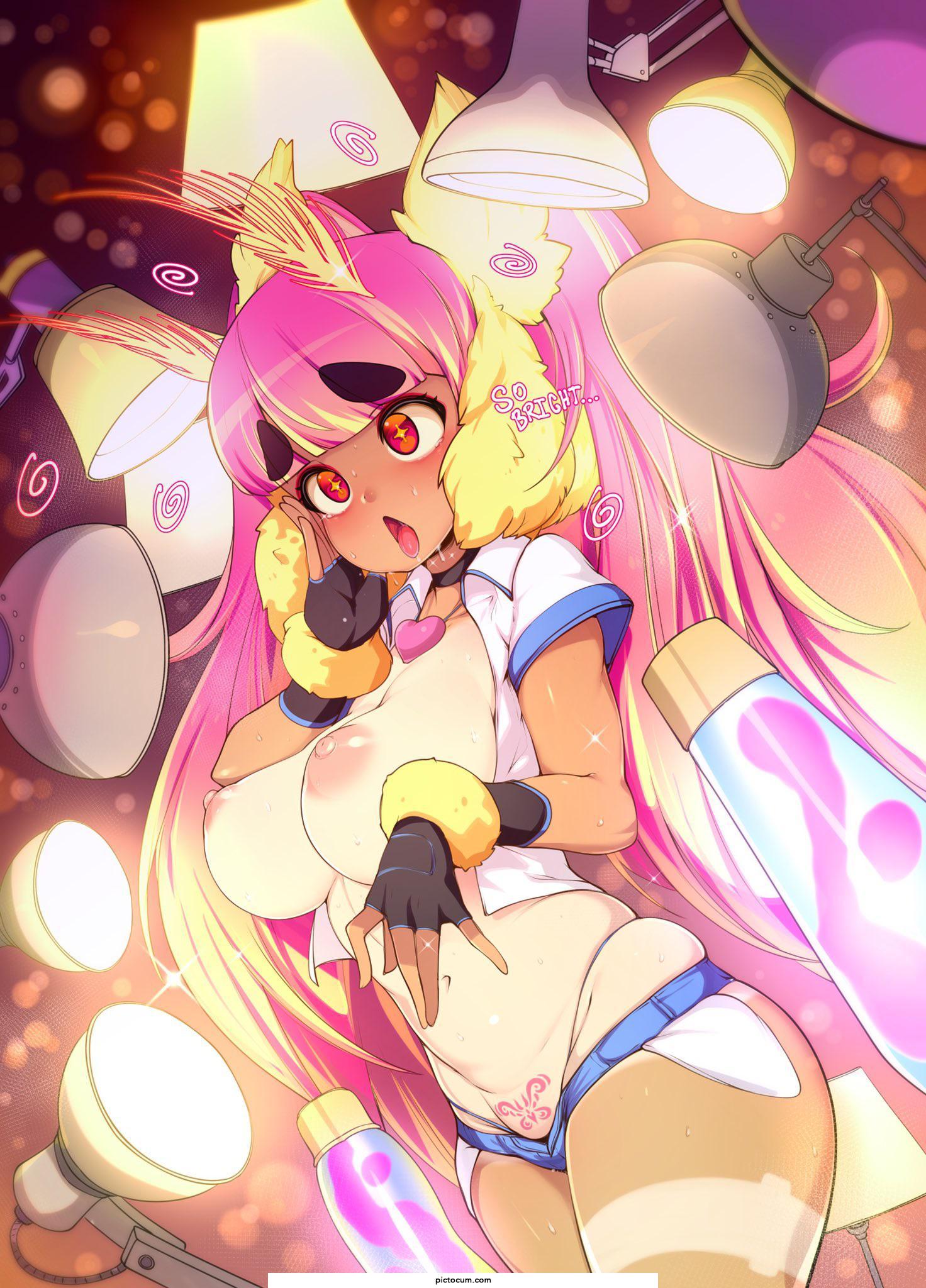 Moth gyaru overwhelmed by lamps