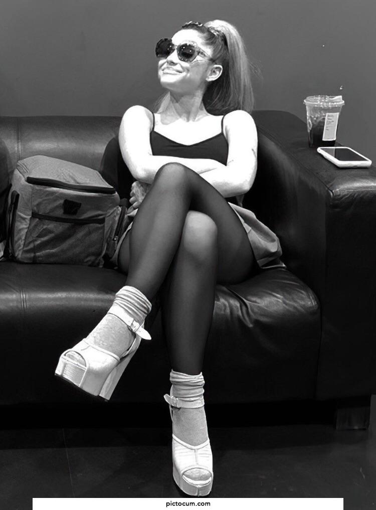So hard wanting to kiss my way up Ariana Grandes perfect nylon covered legs