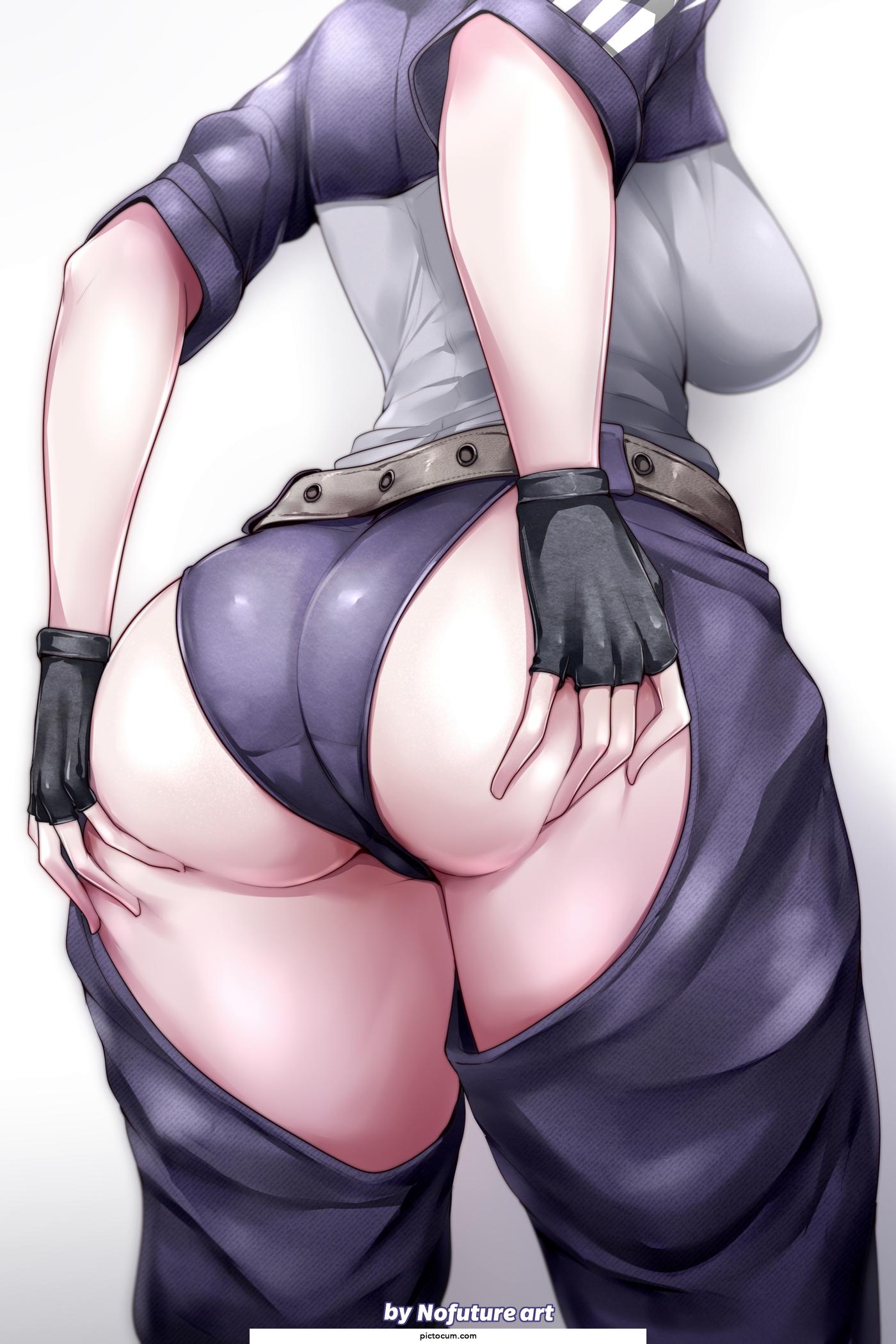 Grabbing her own butt