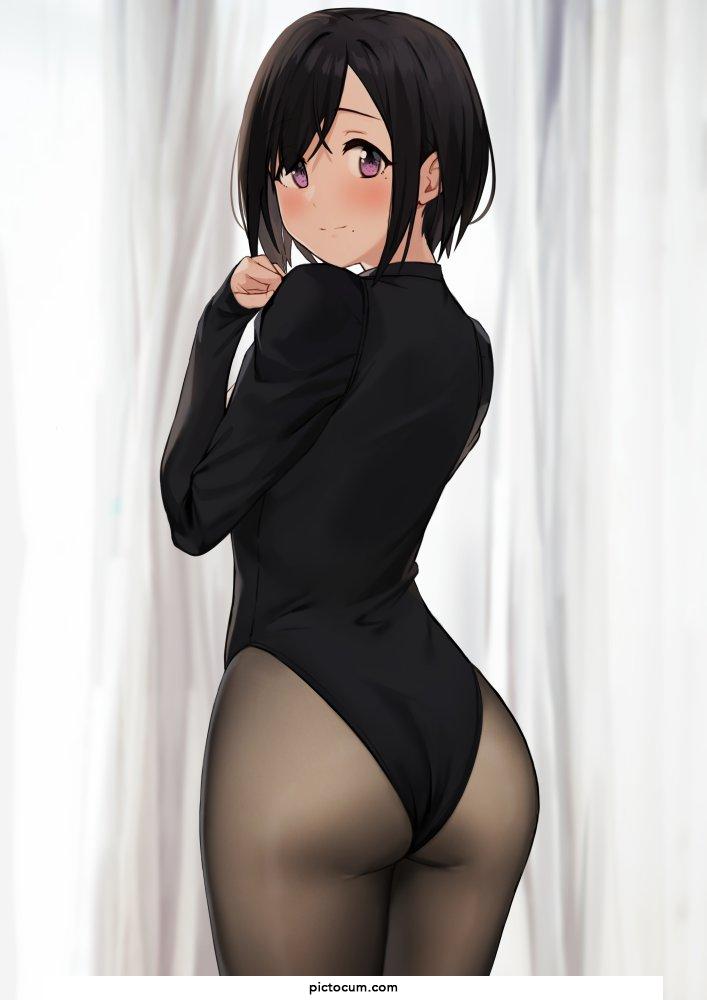 Black Leotard Pantyhose Cute Girl