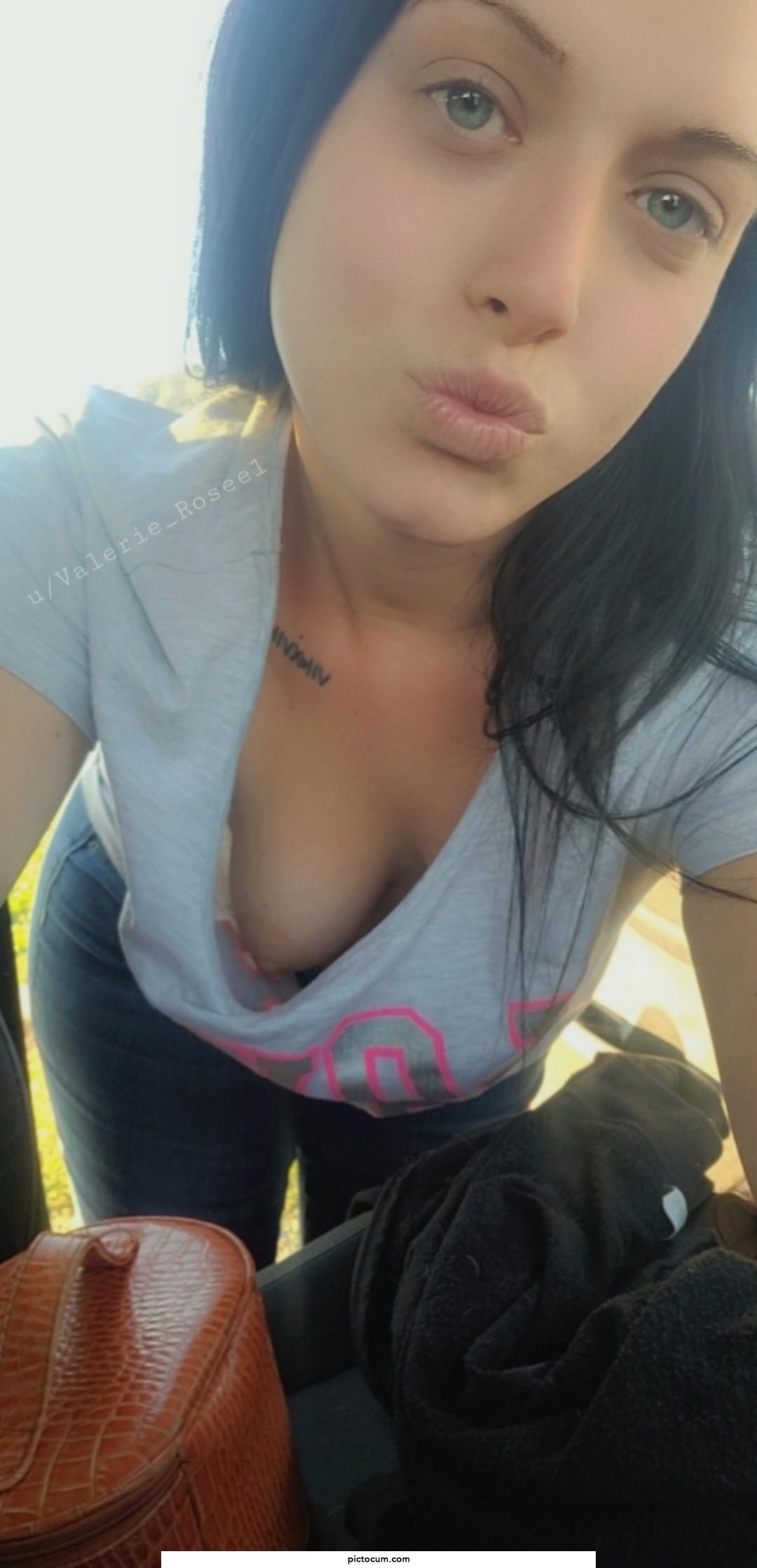 I never wear a bra. So when I'm in public I like to bend over &amp; give people a little innocent show 😉