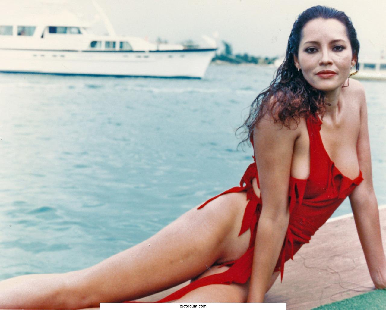 Barbara Carrera filming "Never Say Never Again" 1983