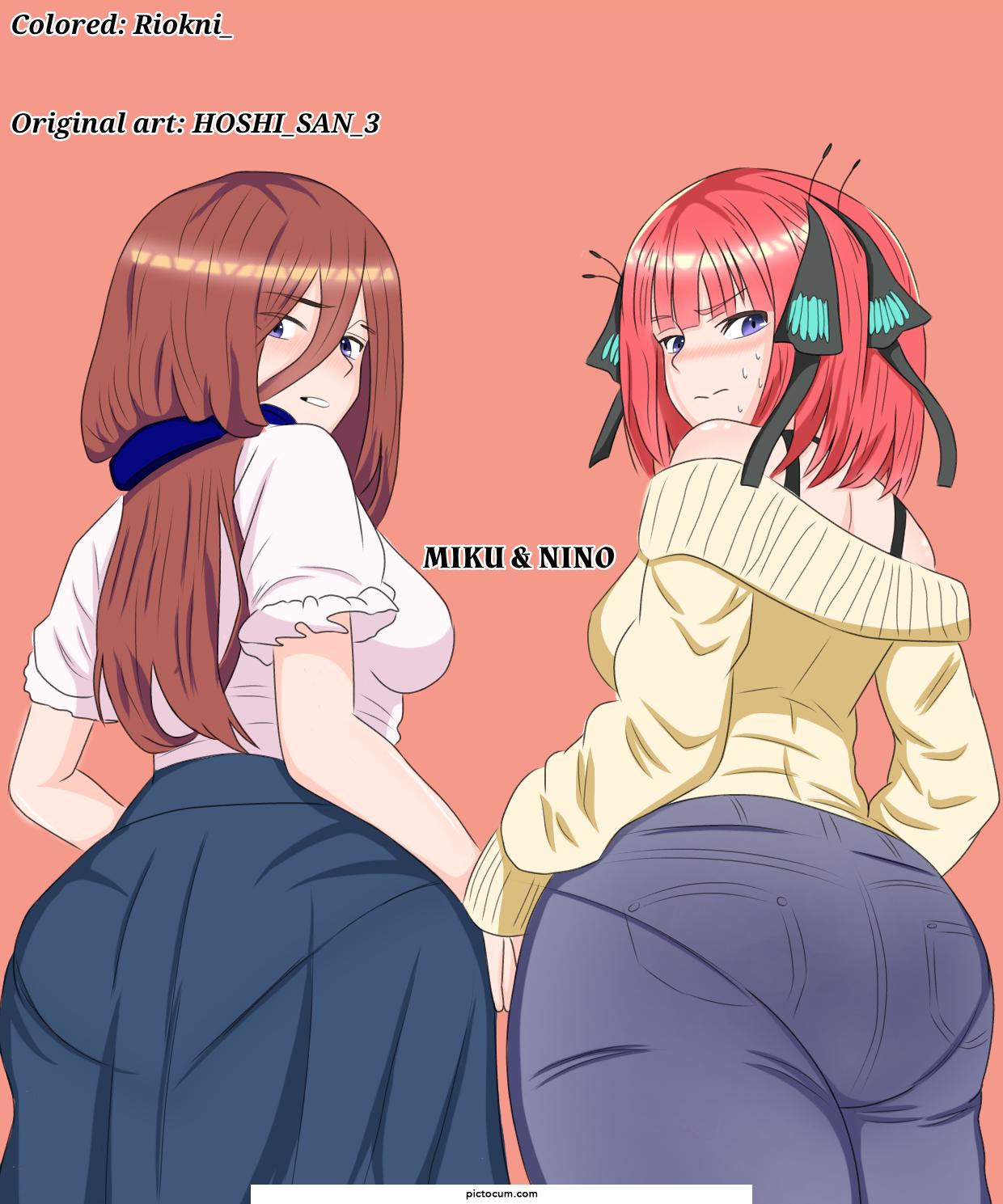 Miku and Nino comparing their buns