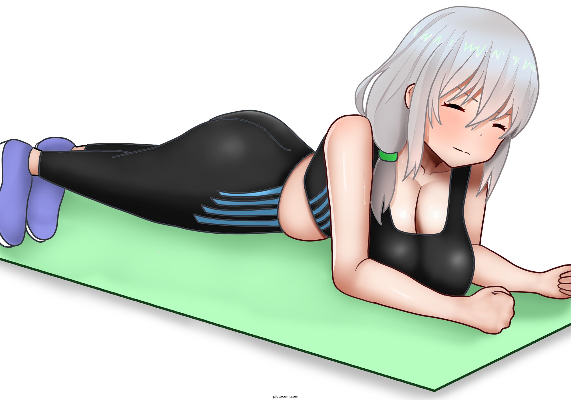 Tsuki doing planks