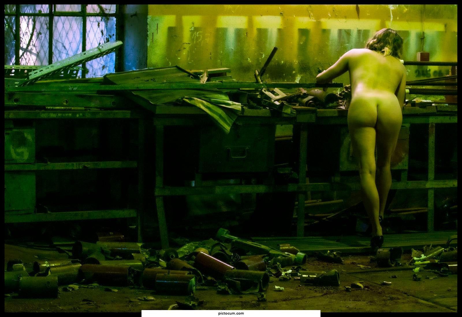 Nude in old factory