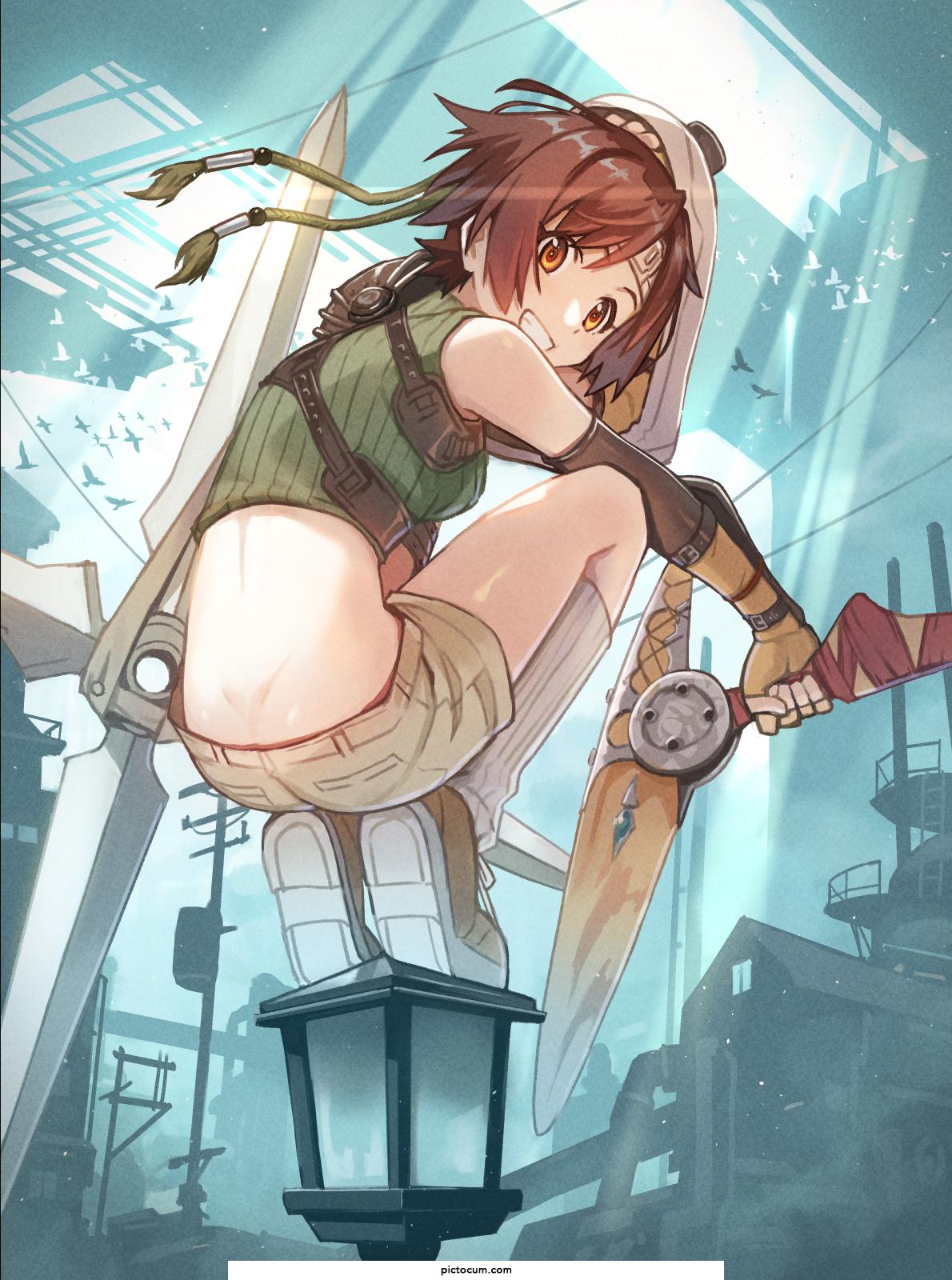 Yuffie Perched on a Lamppost