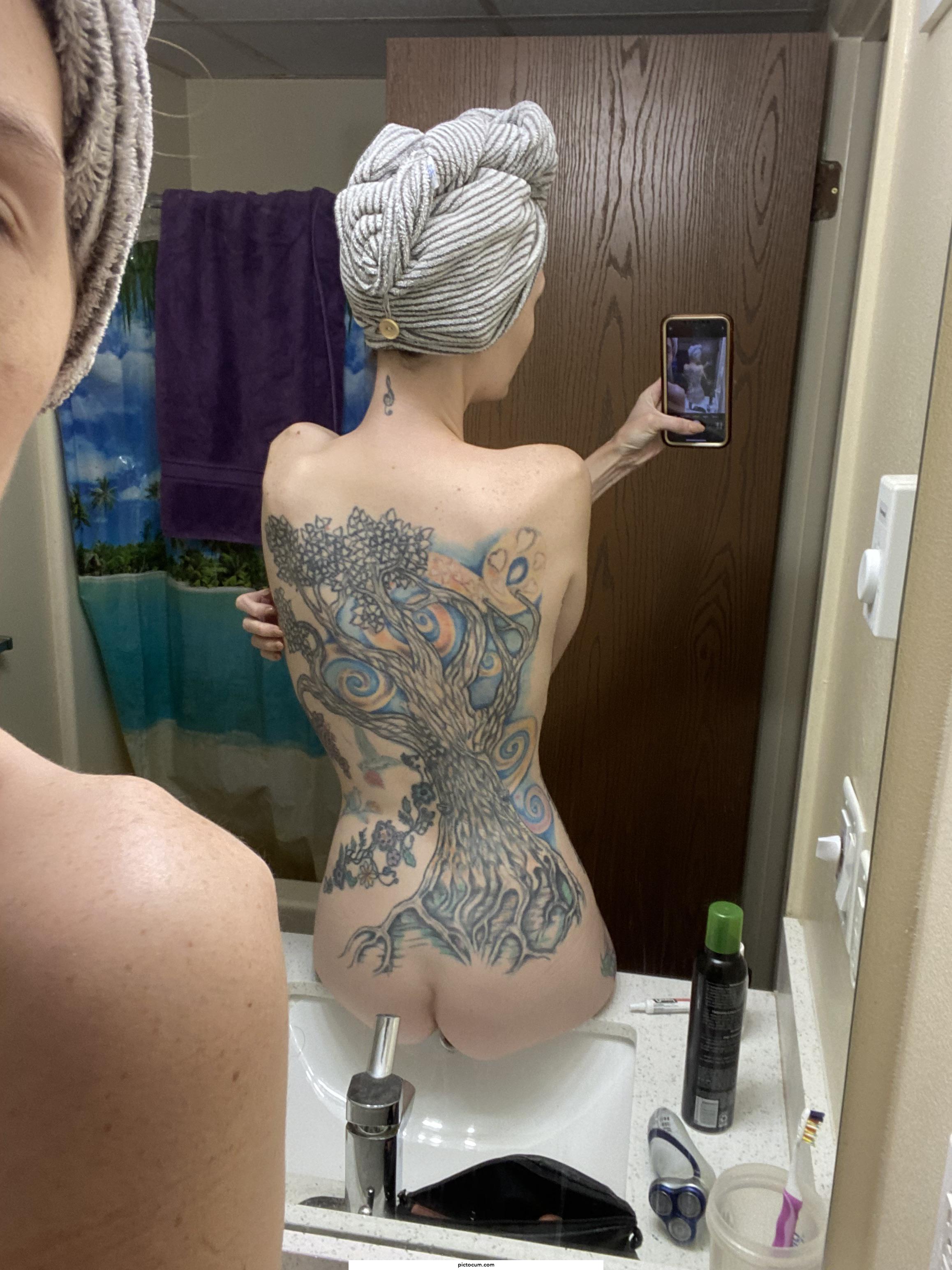 Tattoos and towel wraps