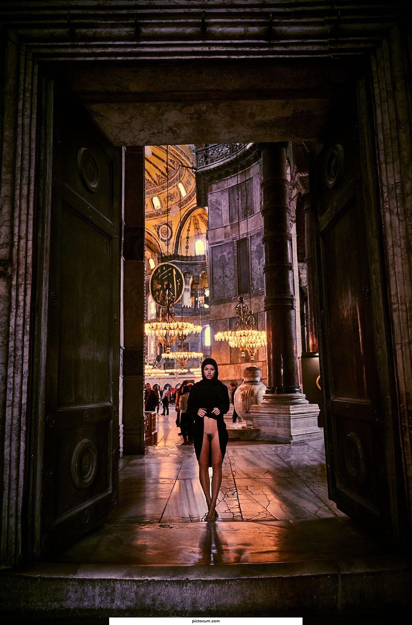 Belgian model Marisa Papen in Hagia Sophia