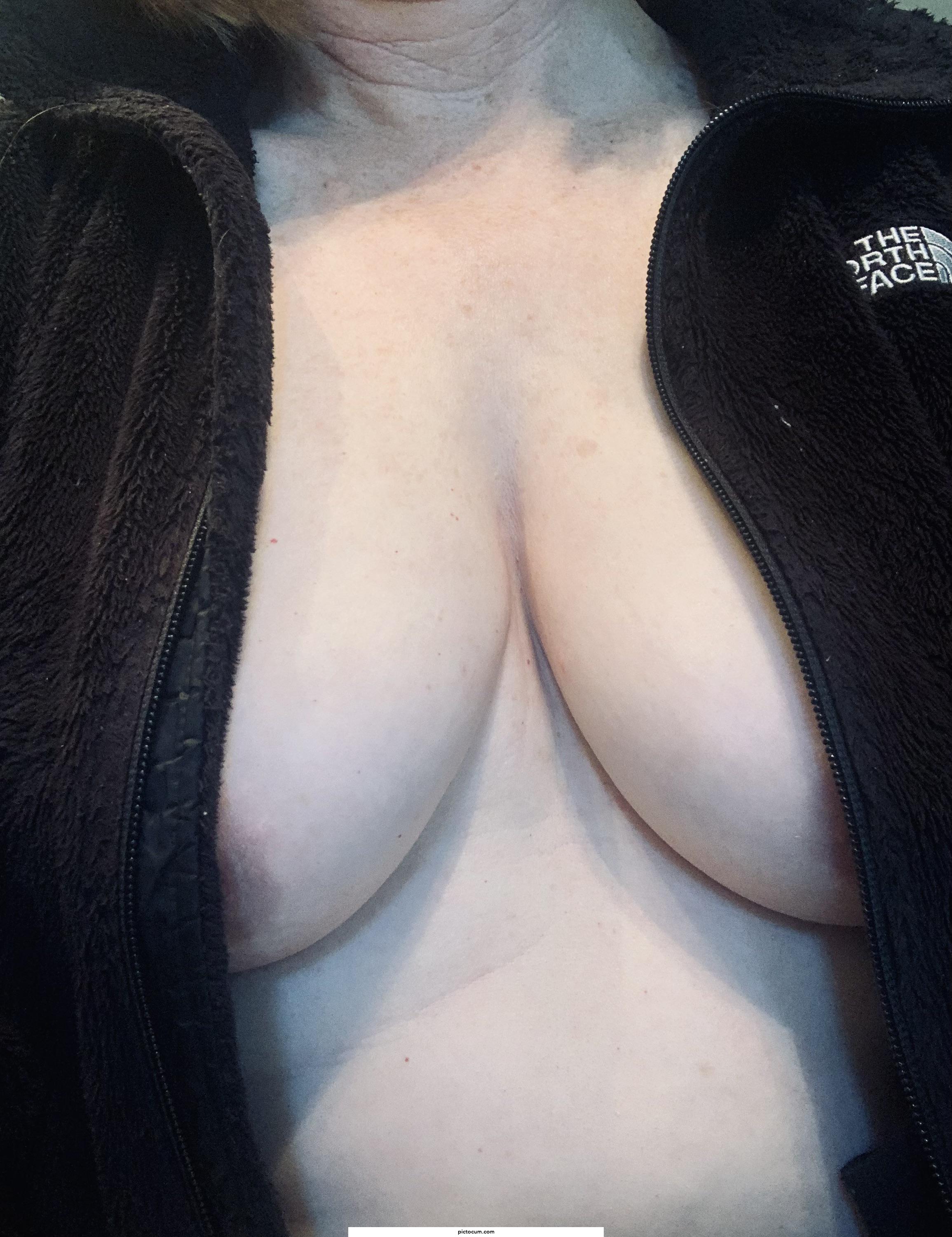 It’s cold today so keeping the nipples warm!