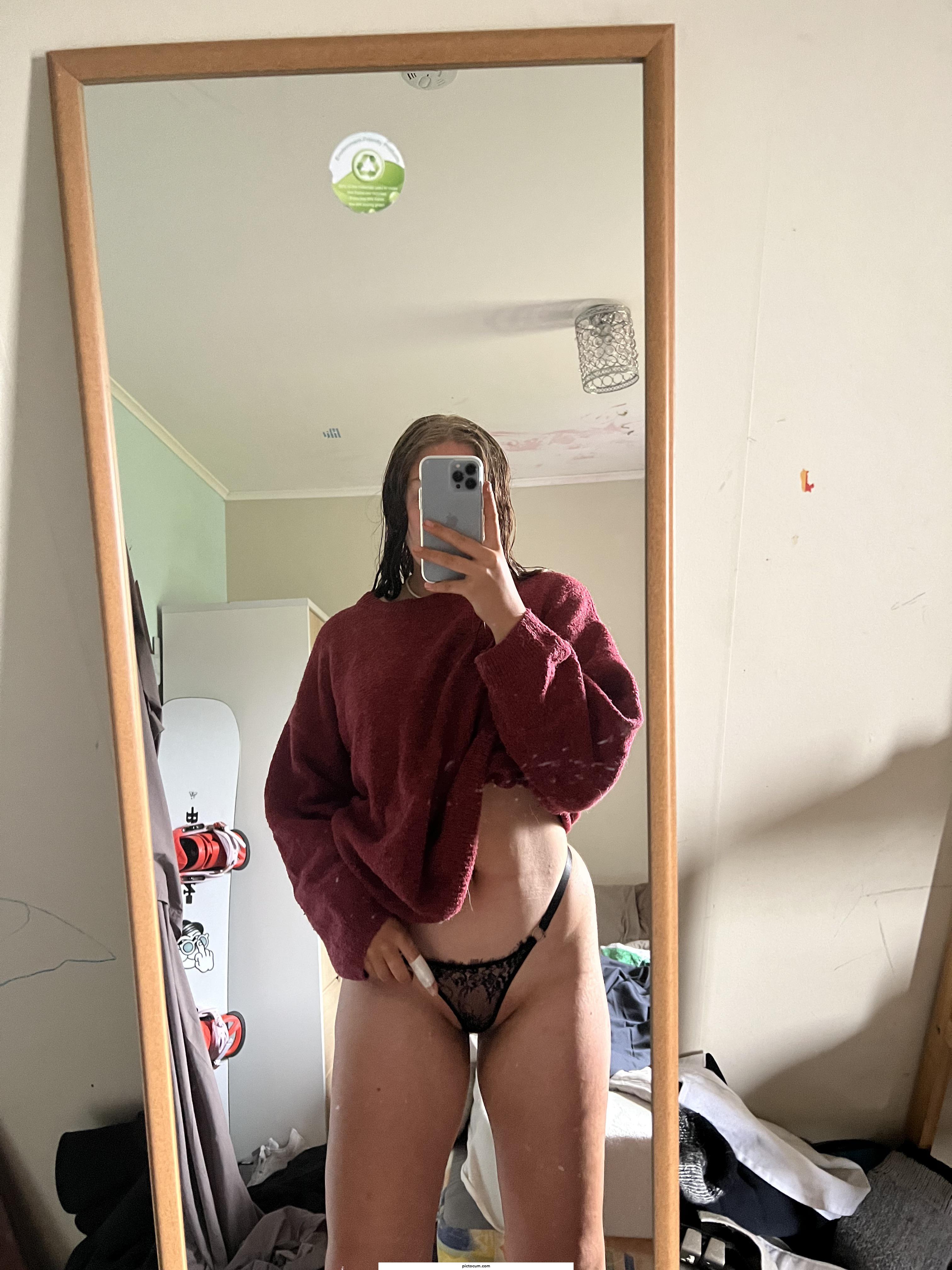 I love these black panties in my 18 year old body