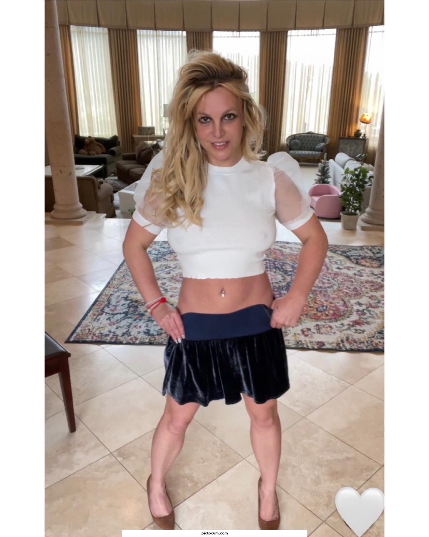 Britney Spears pokies in white top