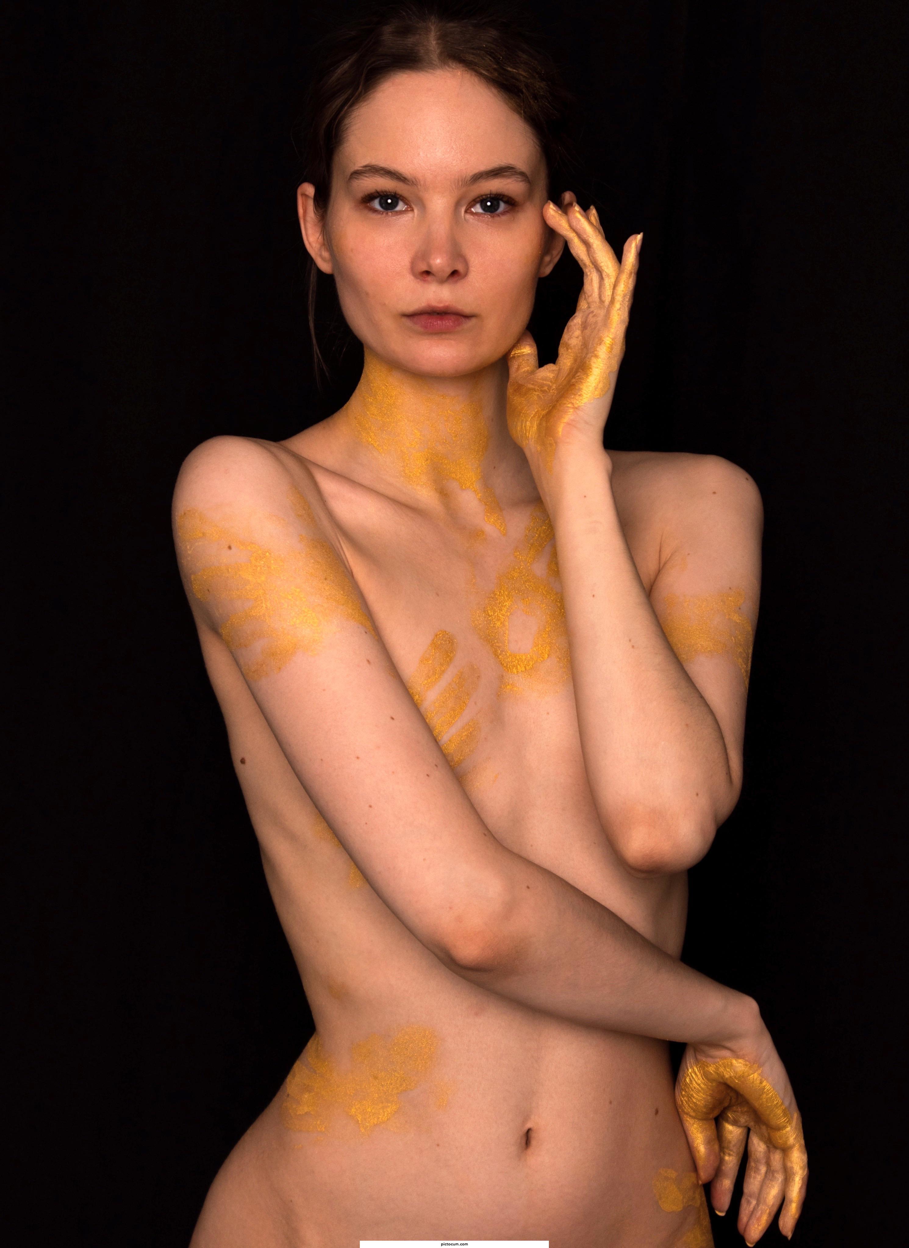 My self portrait with gold paint