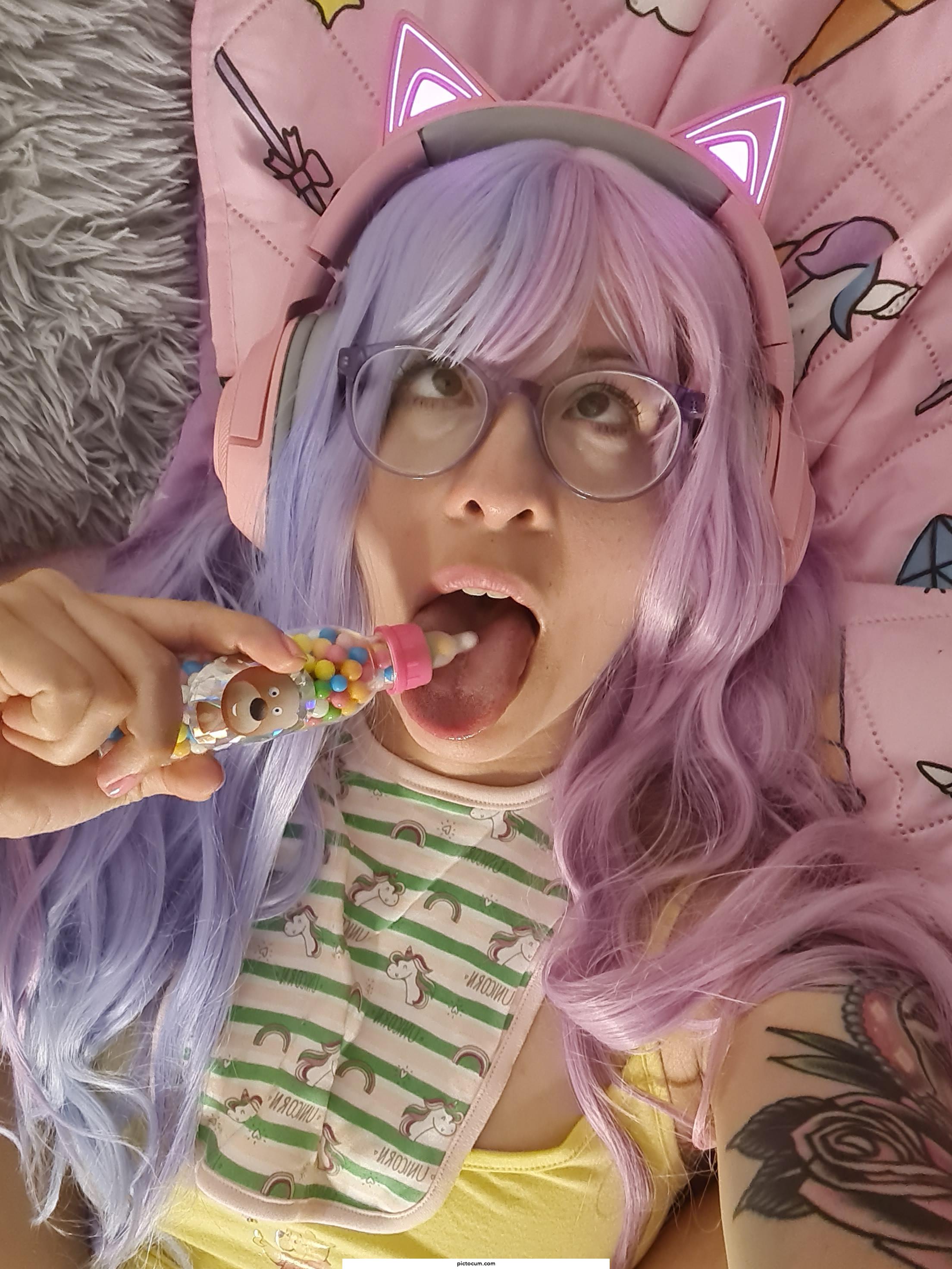 ahegao with my spit blanket