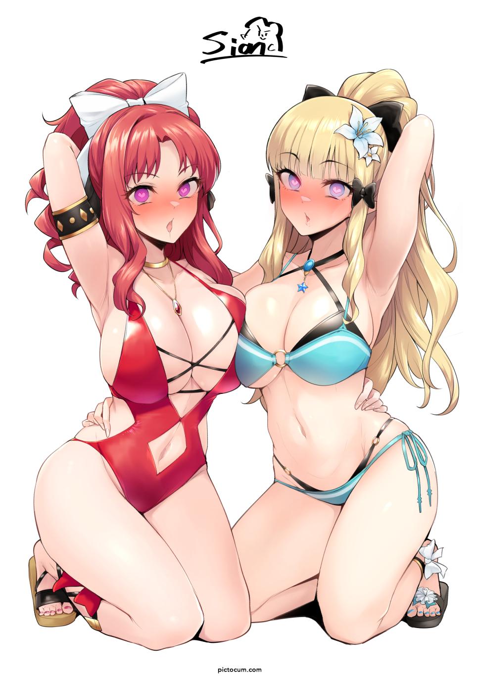 Akino And Saren In Swimsuits Suddenly Love Struck