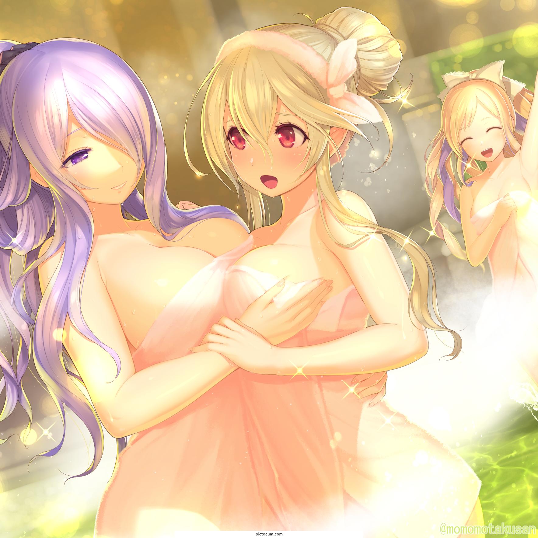 Nohrian Sisters Sharing A Hot Spring