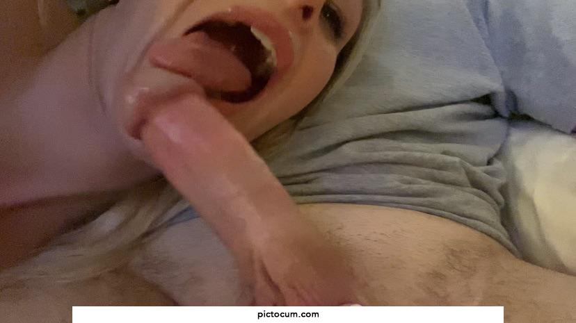 Wife loves licking the cum off my cock