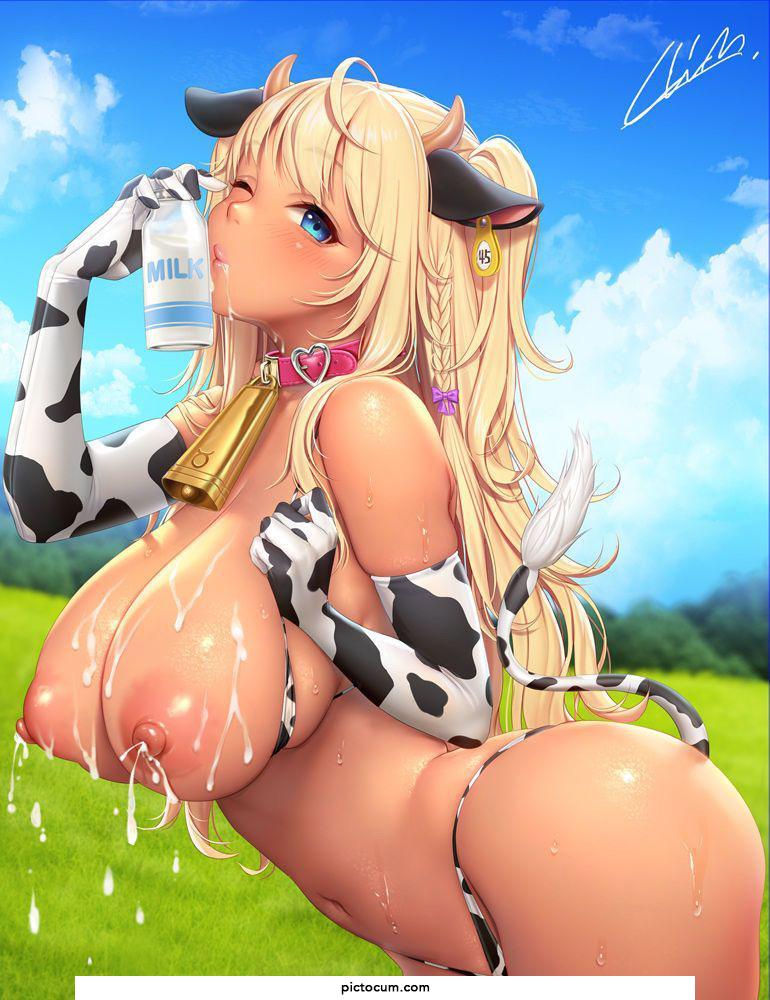 Trying her own milk