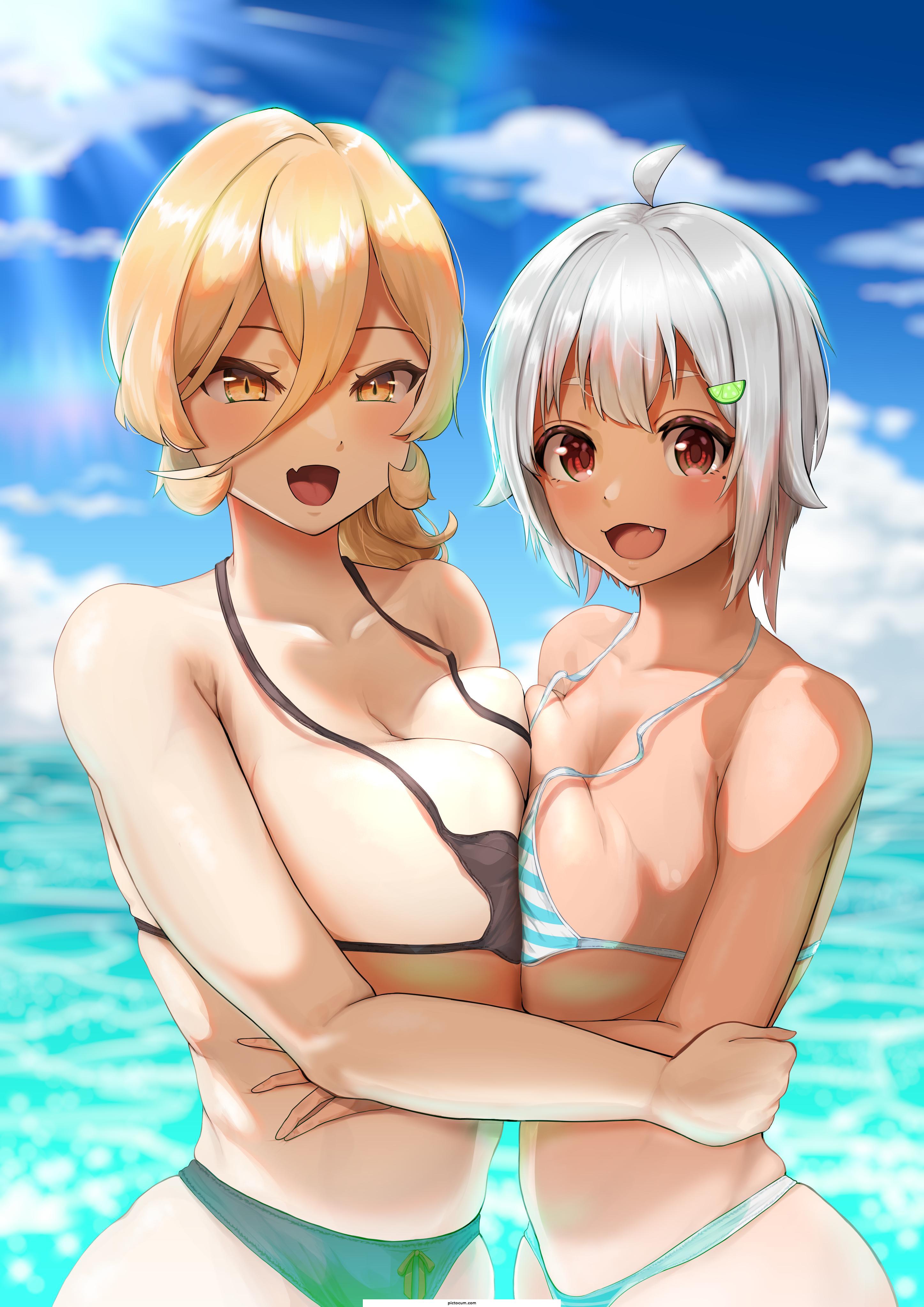 Hayama Marin And Nui Sociere Bikini Fun!