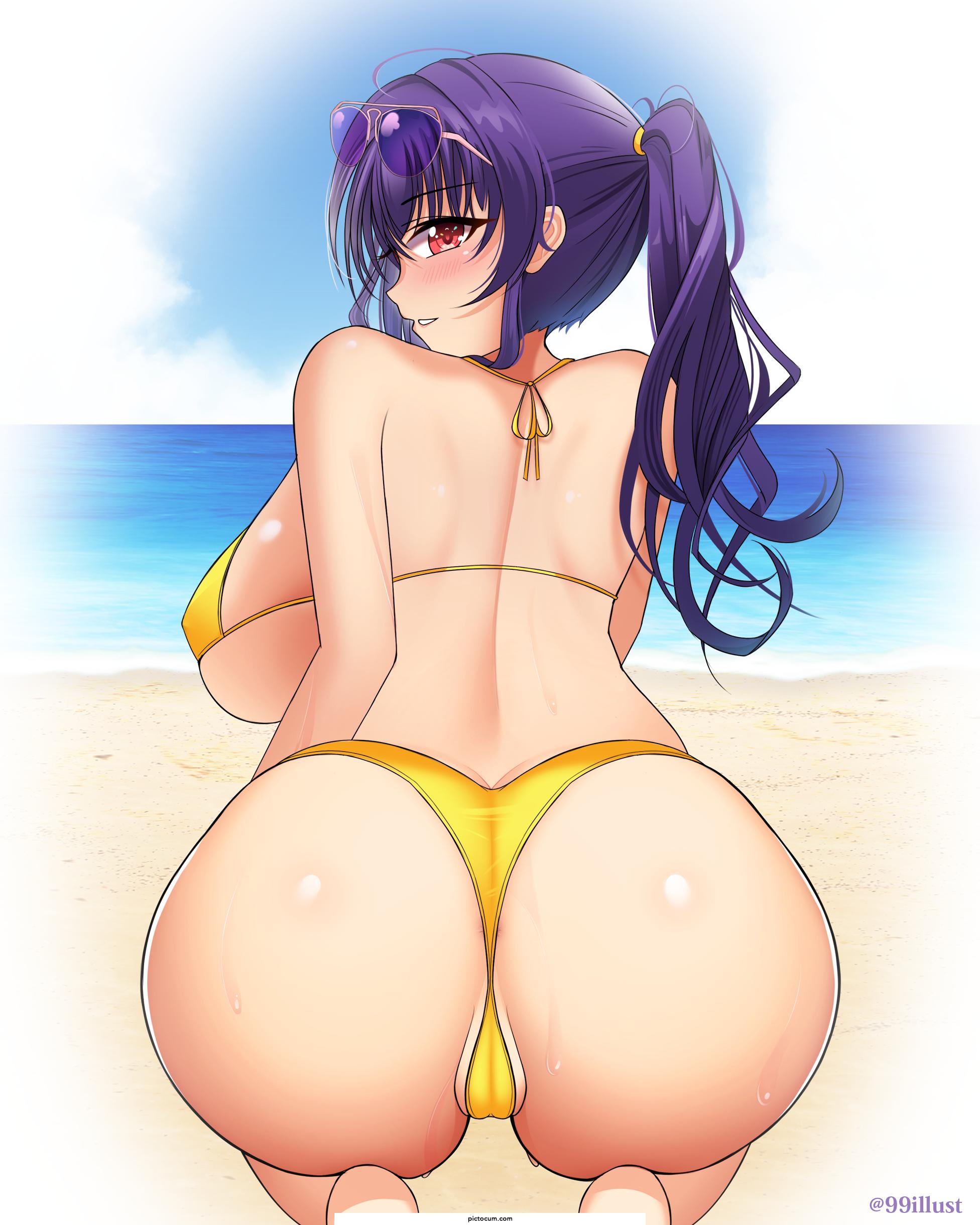  Big bikini booty at the beach