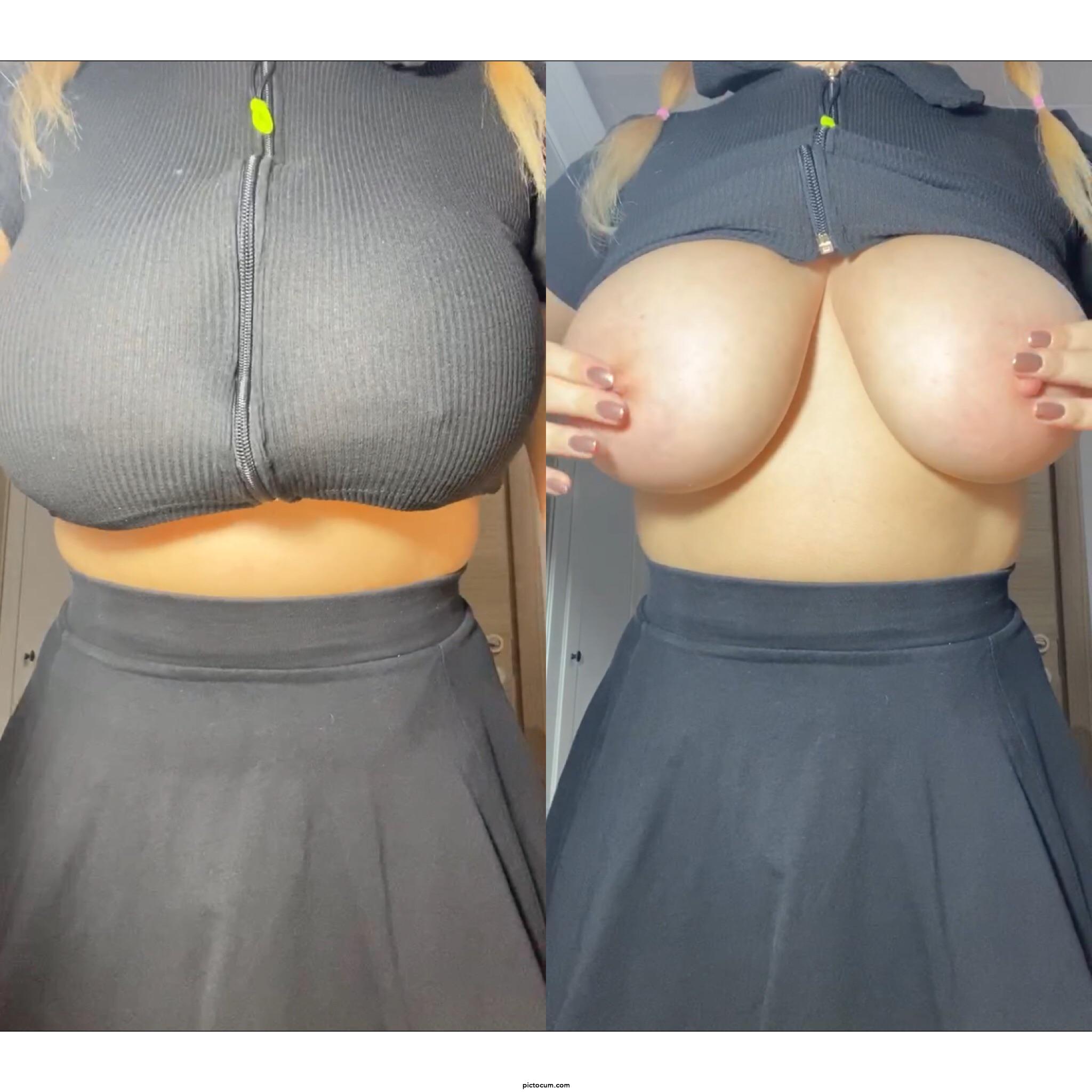 my bestfriend thinks my boobs are perfect.my big tiddies thick and perky enough for you😋