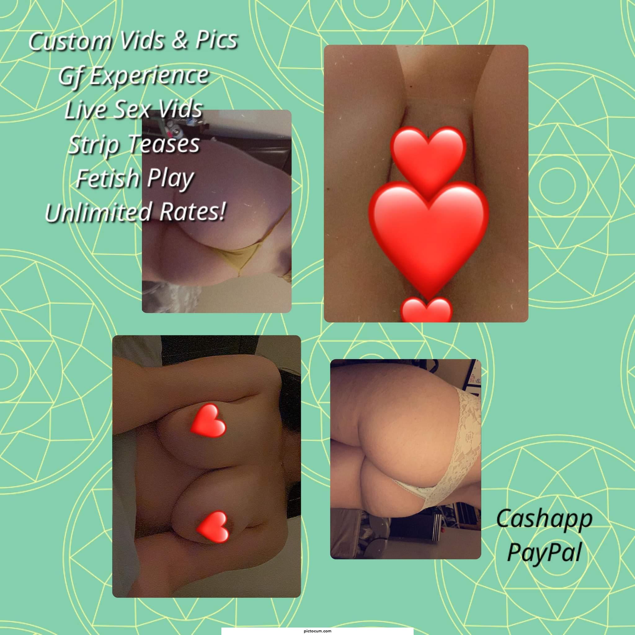 40$ for unlimited nudes and sexting anytime you want, 60$ for unlimited vids, pics, nudes, and sexting