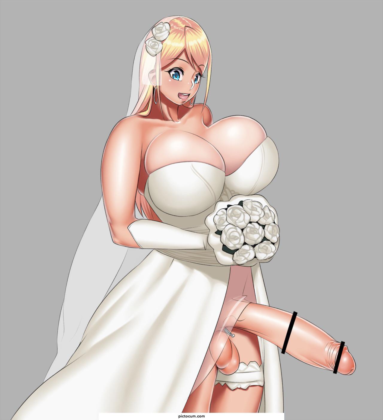 Futa in a bride dressing
