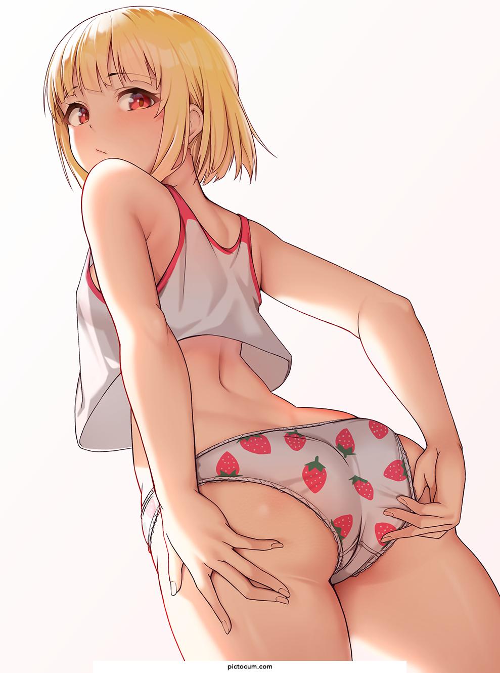 blonde in strawberry panties